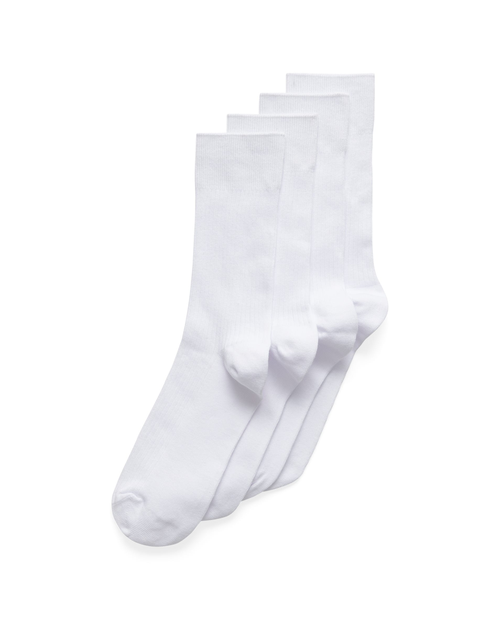Unisex ECCO® CLASSIC RIB MID CUT-2 PAC Ribbed Mid-Cut Socks - White - Main