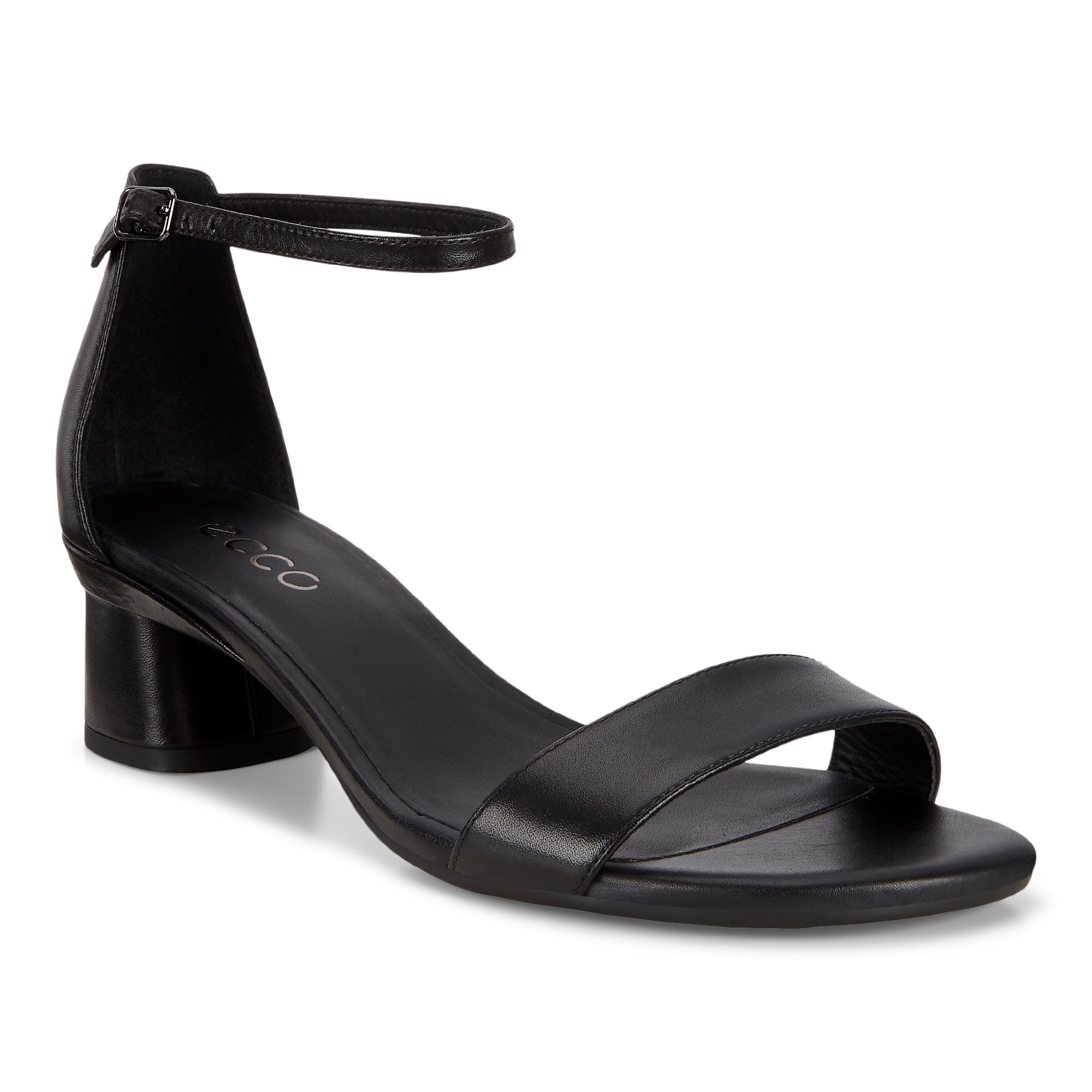 ECCO Elevate 45 Block Heel Strappy Sandals - Black - Main