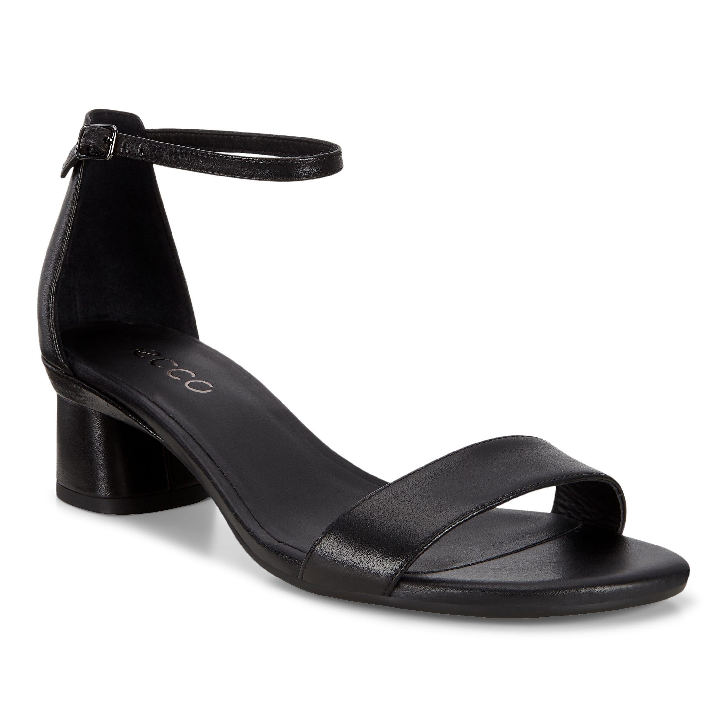 ECCO Elevate 45 Block Heel Strappy Sandals - Black - Main