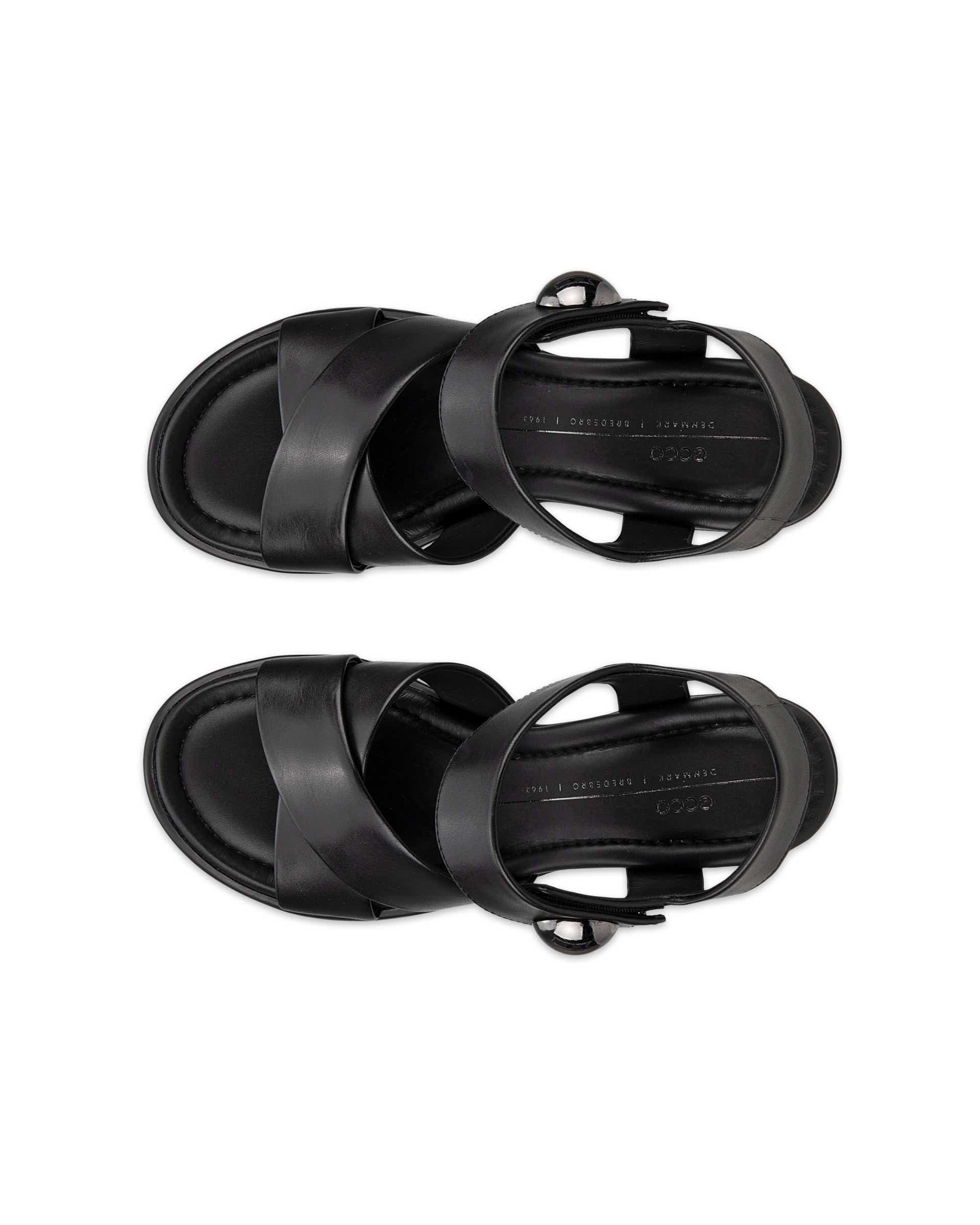 Women's ECCO® Sculpted LX 55 Leather Heeled Sandal - Black - Top left pair