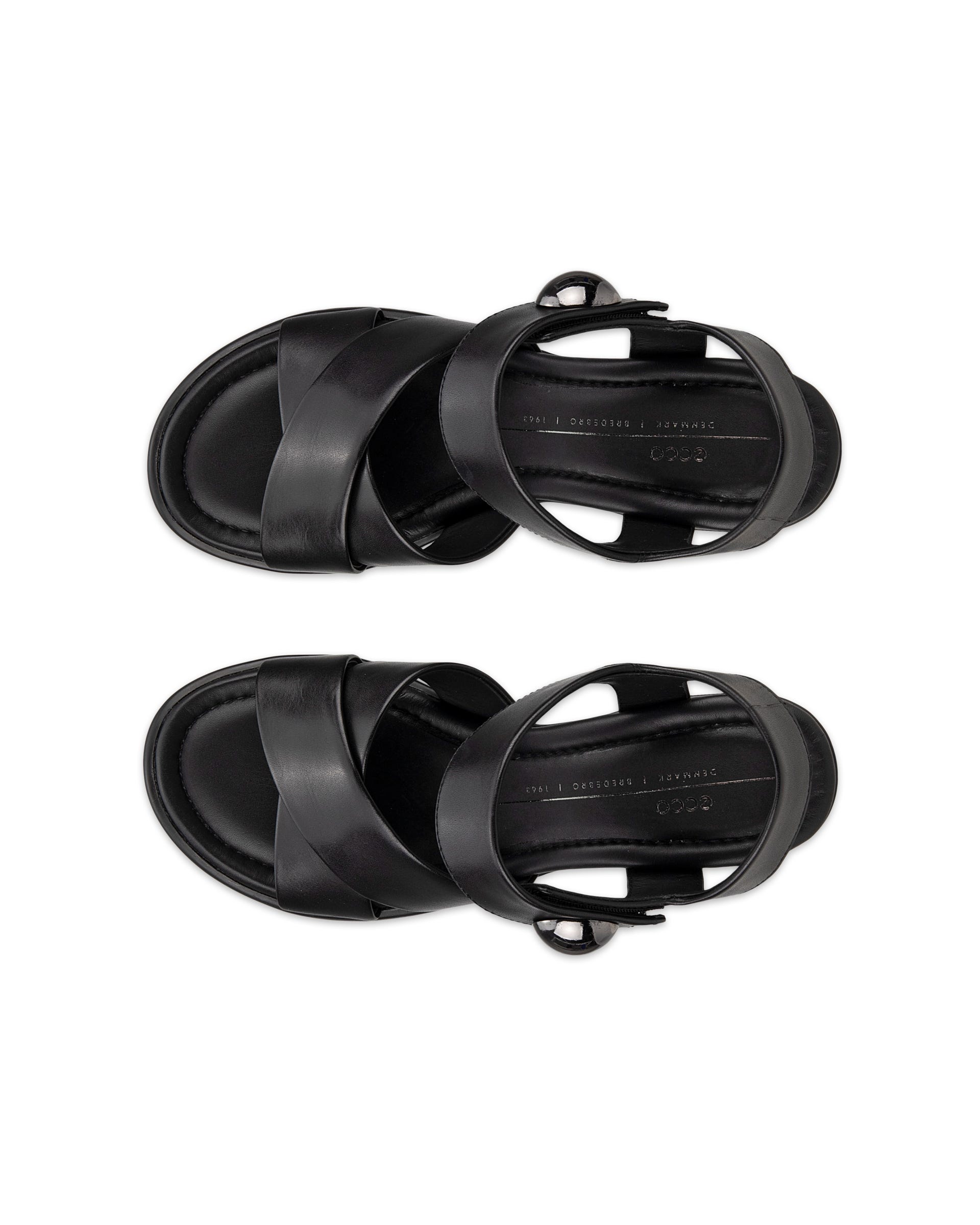 Women's ECCO® Sculpted LX 55 Leather Heeled Sandal - Black - Top left pair