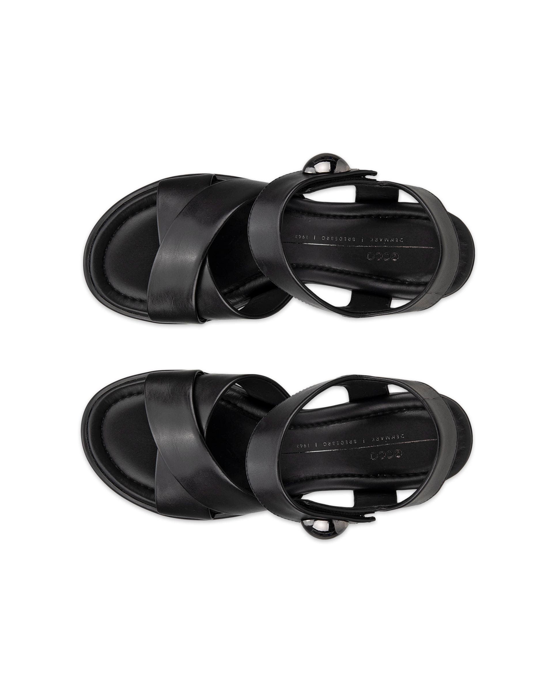 Women's ECCO® Sculpted LX 55 Leather Heeled Sandal - Black - Top left pair