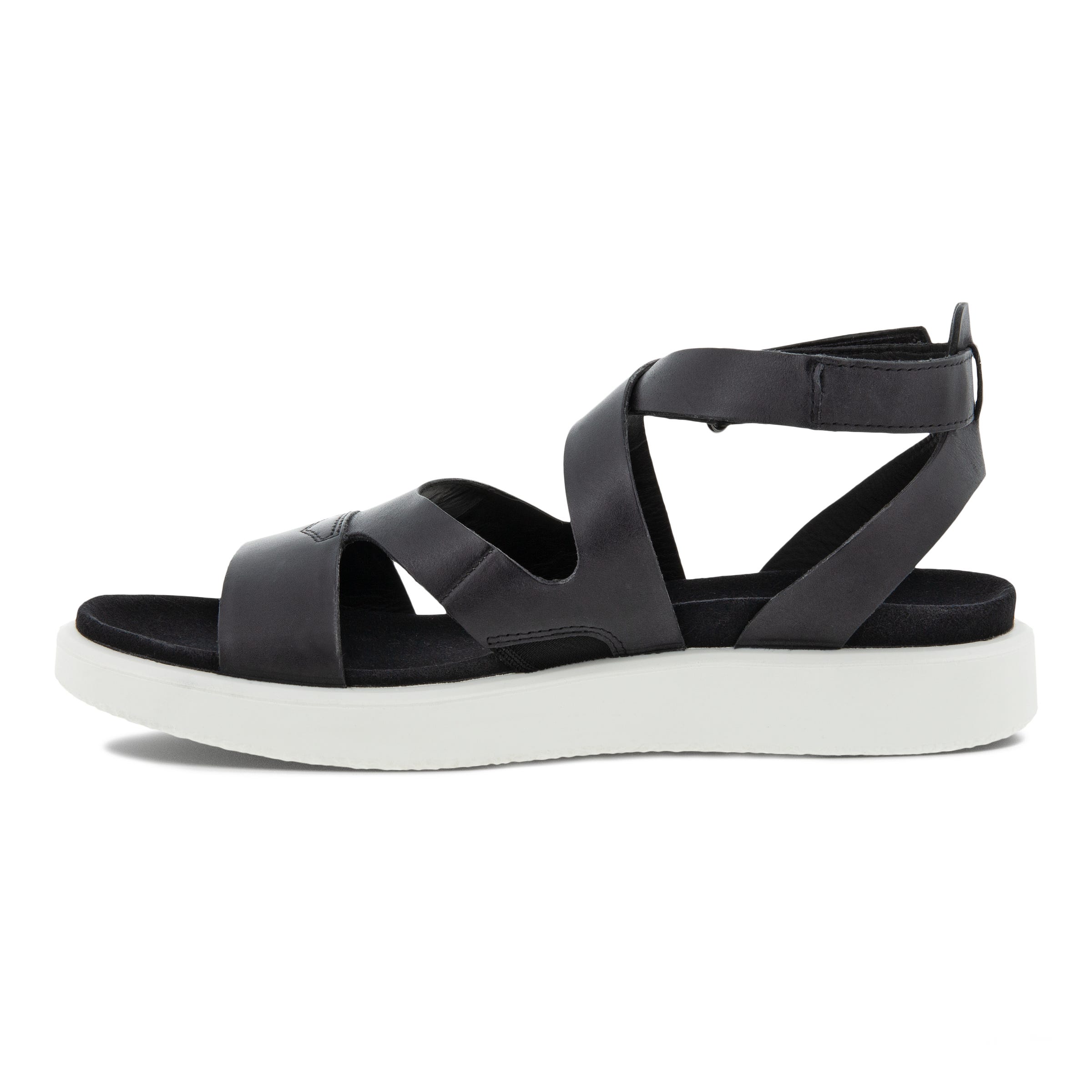 Women's ECCO® Flowt Leather Flat Sandal - Black - Inside