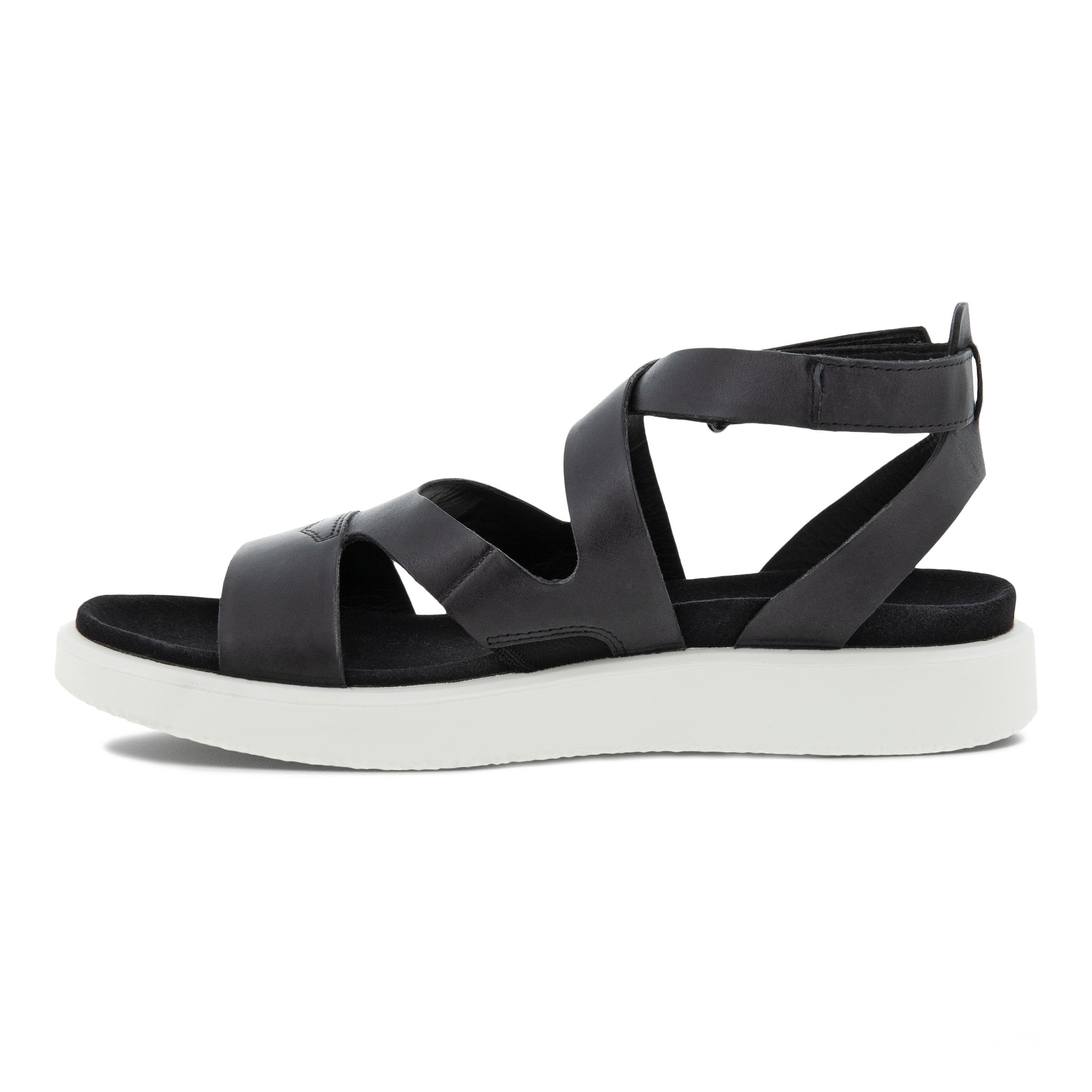 Women's ECCO® Flowt Leather Flat Sandal - Black - Inside