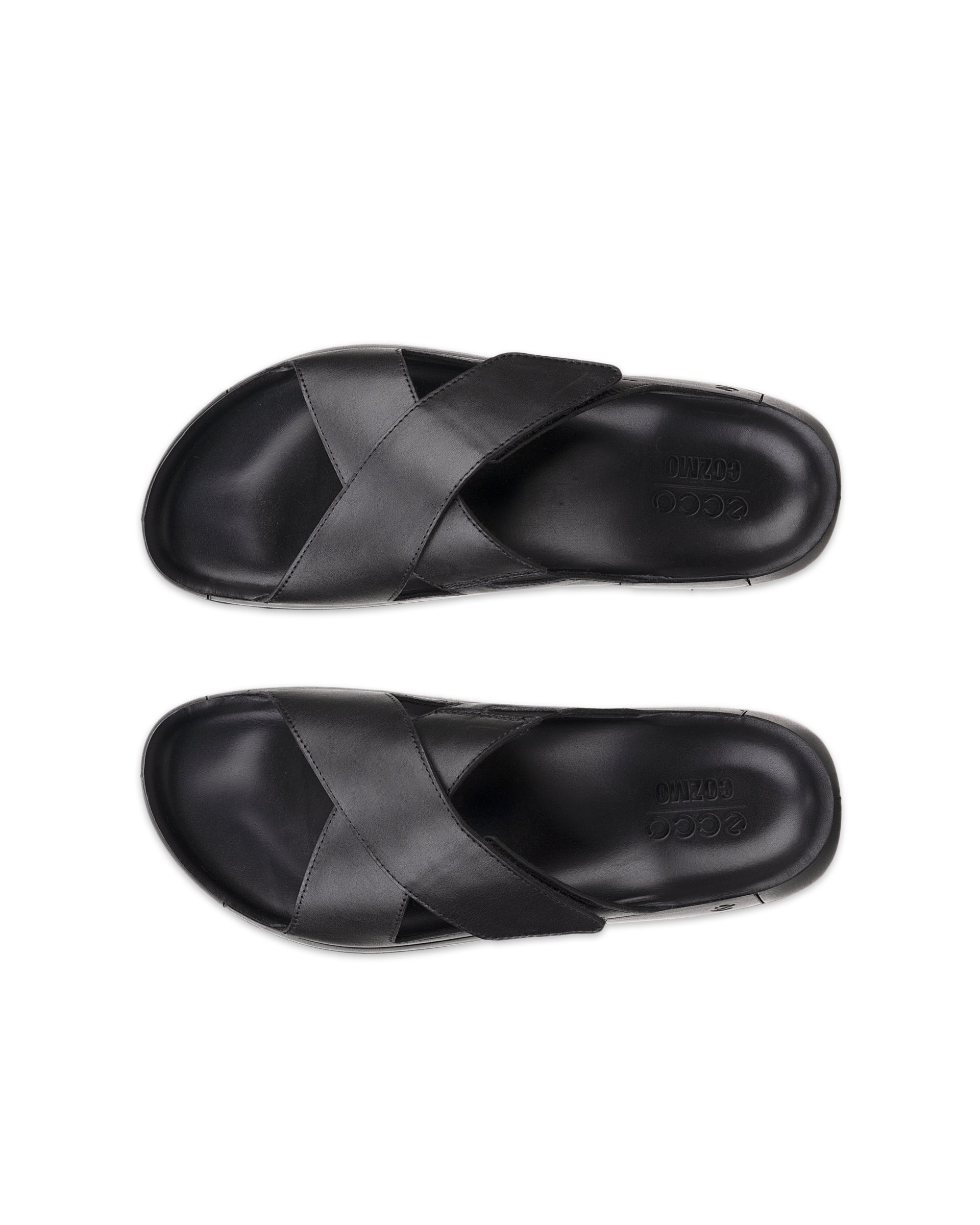 Sandale à lanières croisées ECCO® Cozmo en cuir pour hommes - Noir - Top left pair