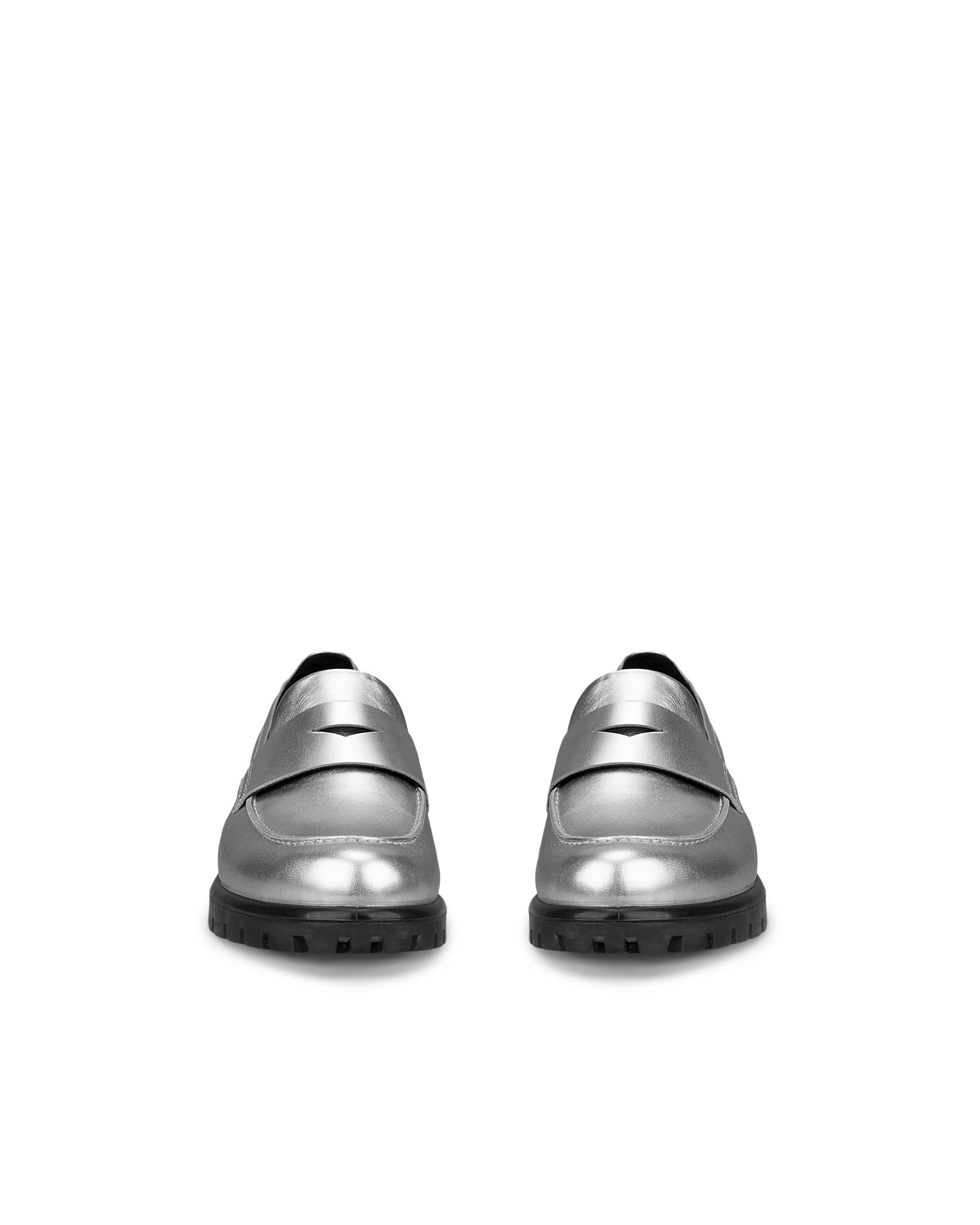ECCO Modtray ウィメンズ レザーローファー - シルバー - Front pair