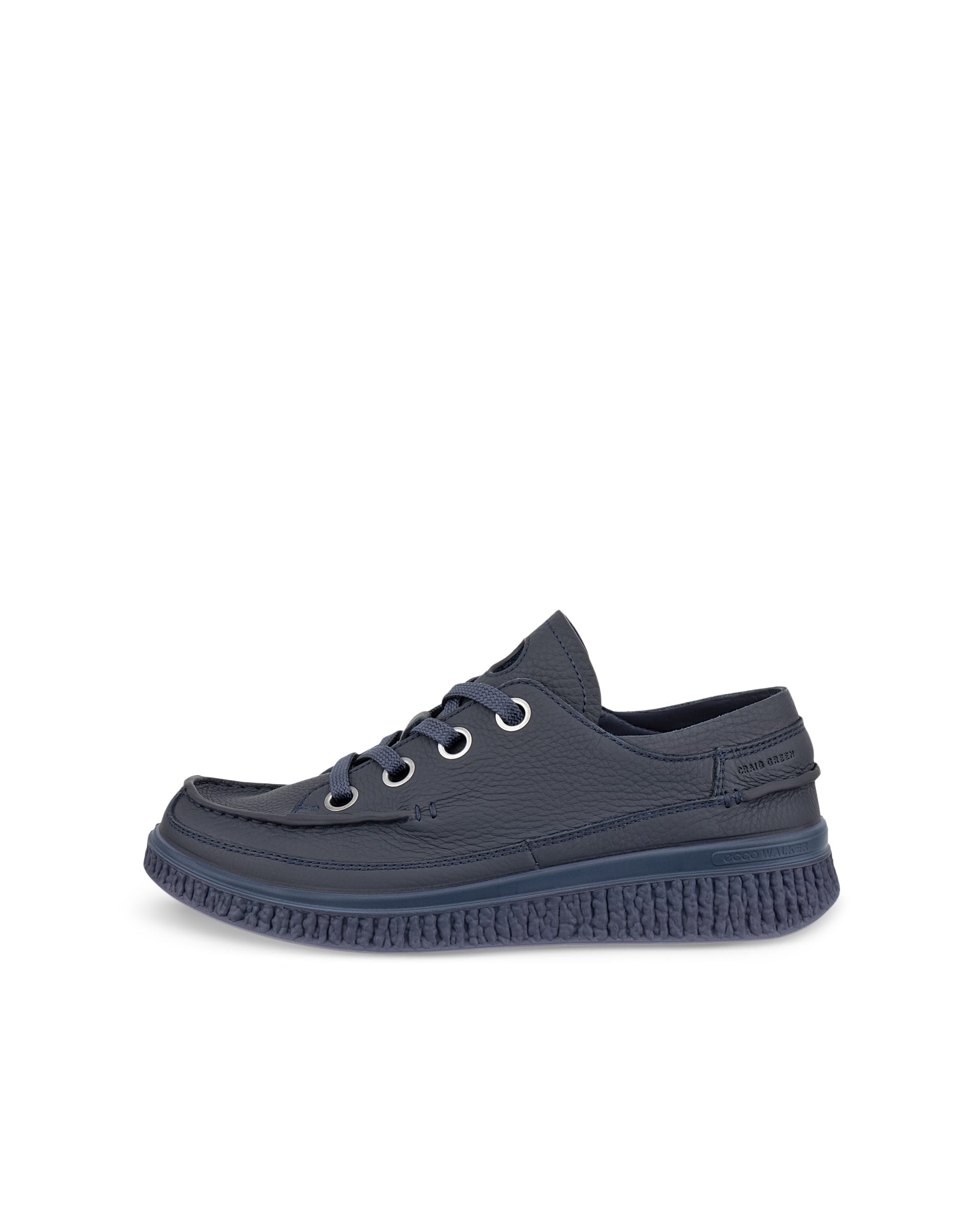Men's ECCO® WALKER 3.0 Leather Moc-Toe Shoe - Blue - Outside