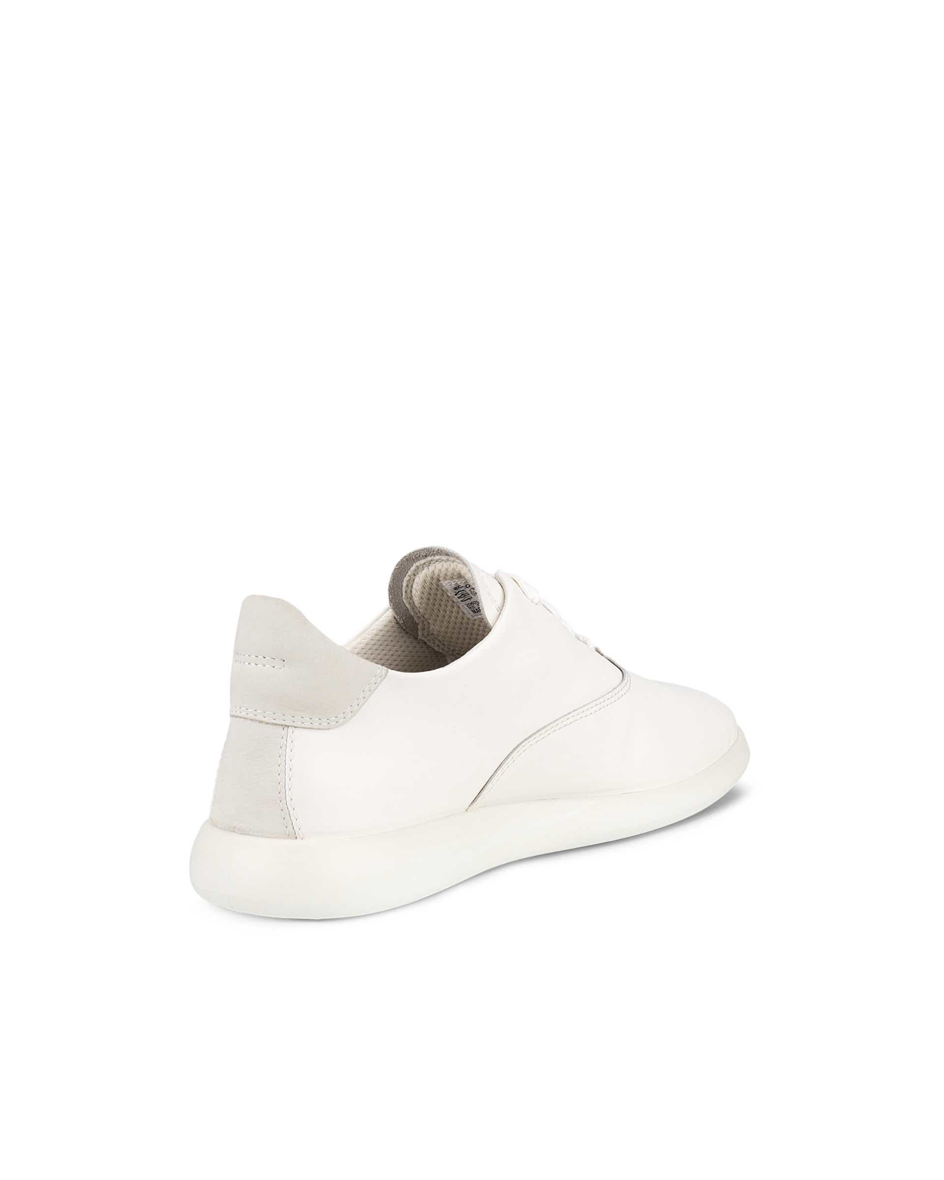Women's ECCO® Minimalist Leather Lace-Up Shoe - White - Back