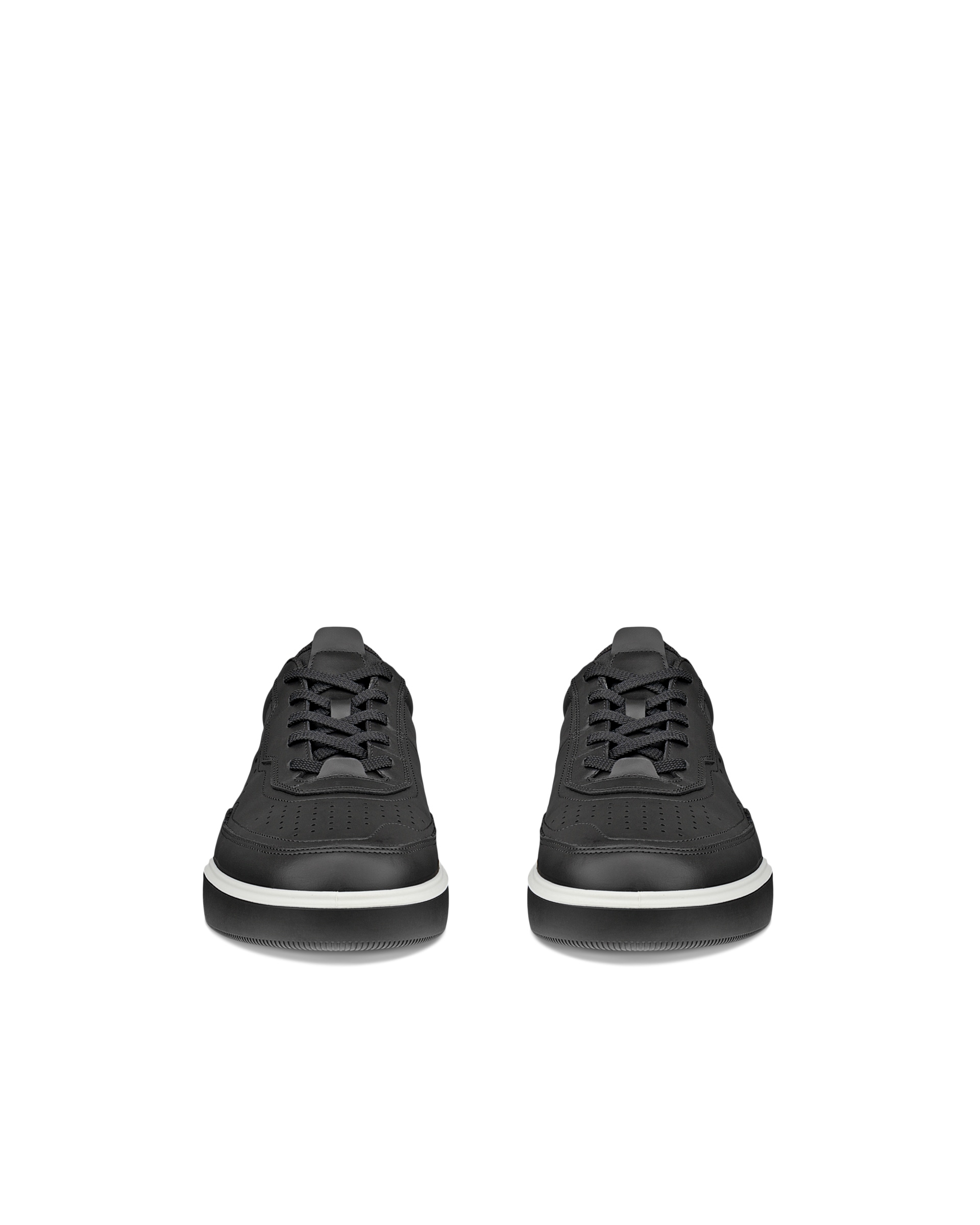 ECCO® STREET COURT baskets en cuir pour homme - Noir - Front pair