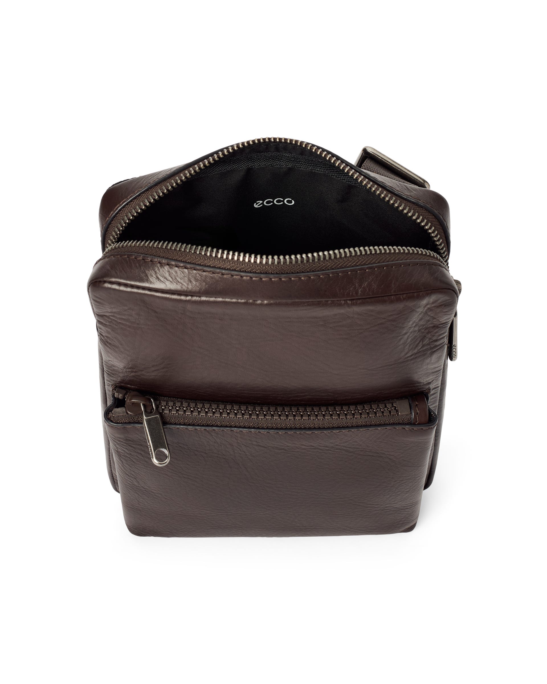 Kožená plochá kabelka cez rameno ECCO® FLAT POUCH CITY - Hnedá - Inside