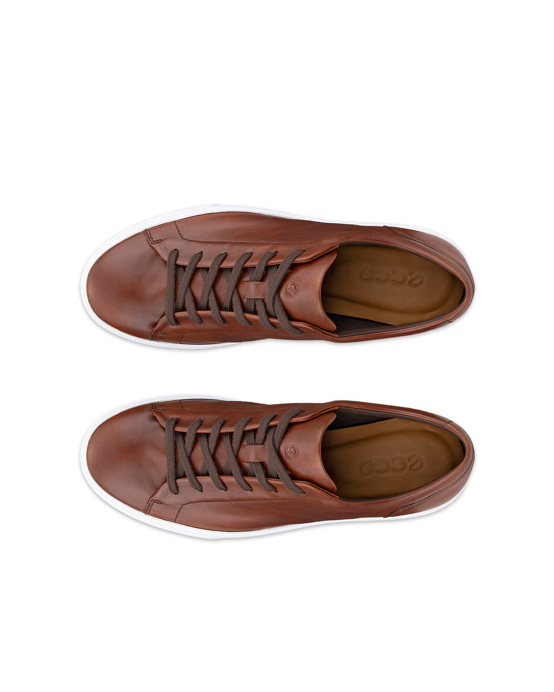 Men's ECCO® Soft 10 Leather Sneaker - Brown - Top left pair