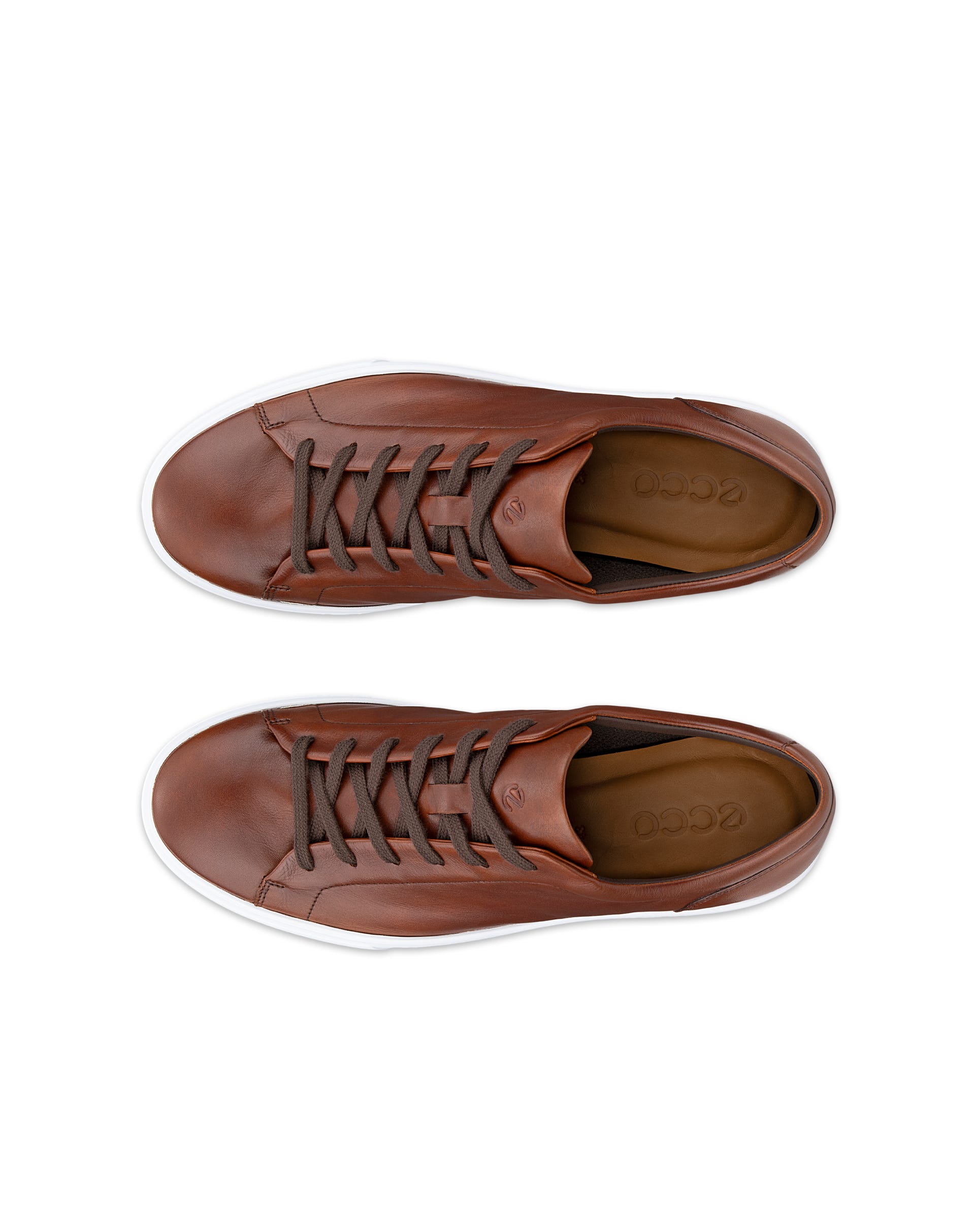 Men's ECCO® Soft 10 Leather Sneaker - Brown - Top left pair