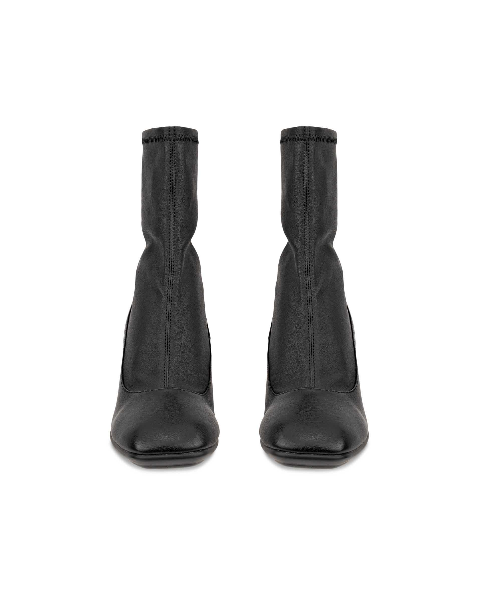 Botte mi-haute à talon en cuir ECCO® Sculpted Alba 65 pour femme - Noir - Front pair