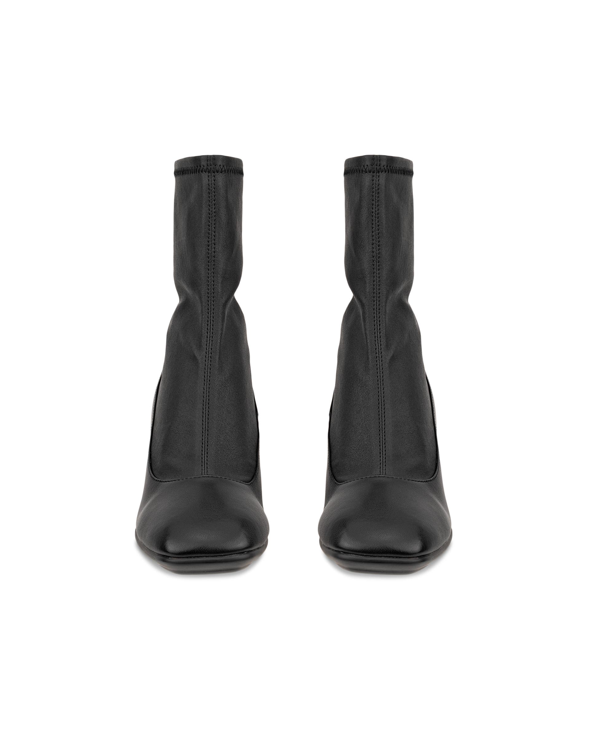 Botte mi-haute à talon en cuir ECCO® Sculpted Alba 65 pour femme - Noir - Front pair