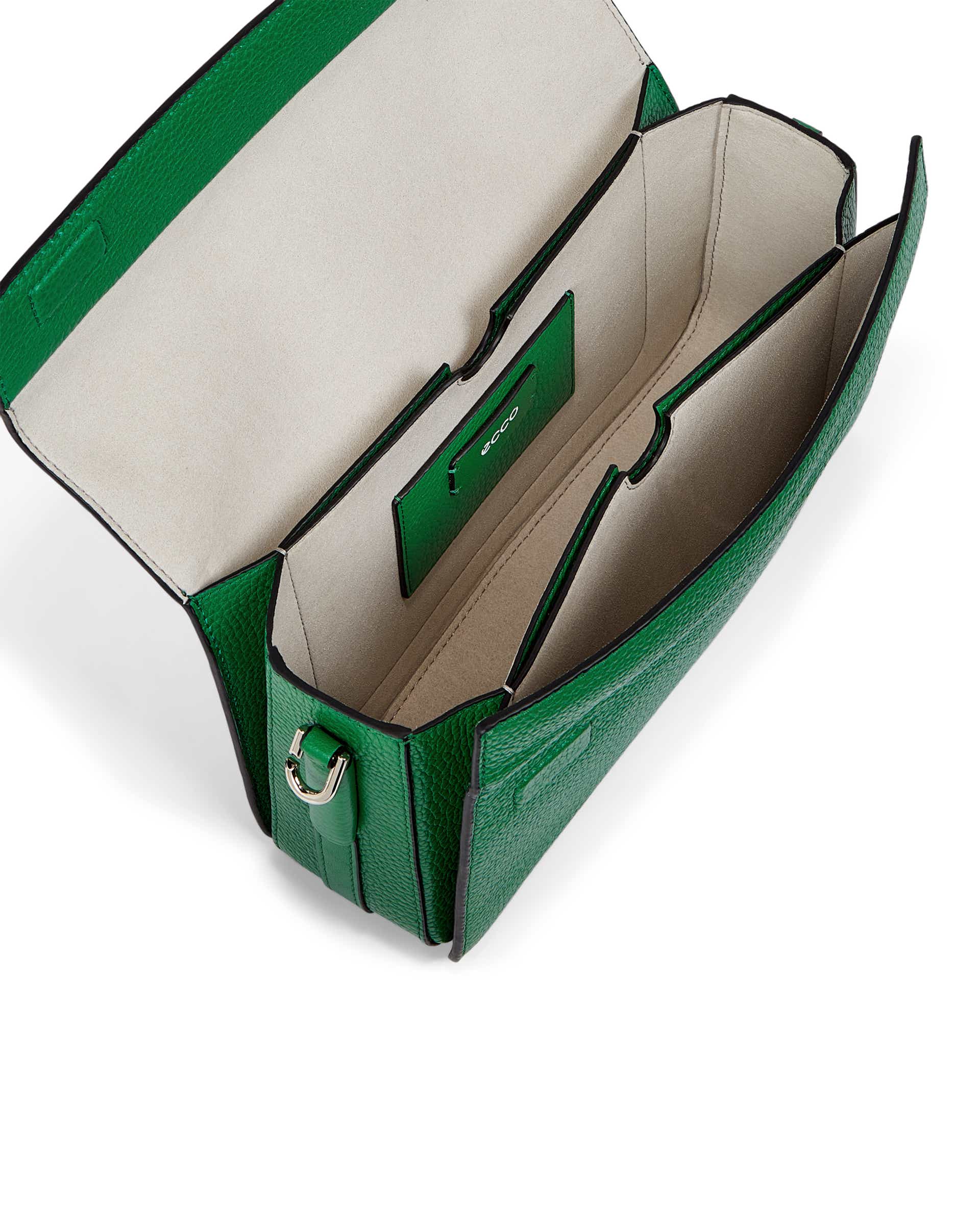 ECCO® Textureblock Leather Pinch Crossbody Bag - Green - Inside