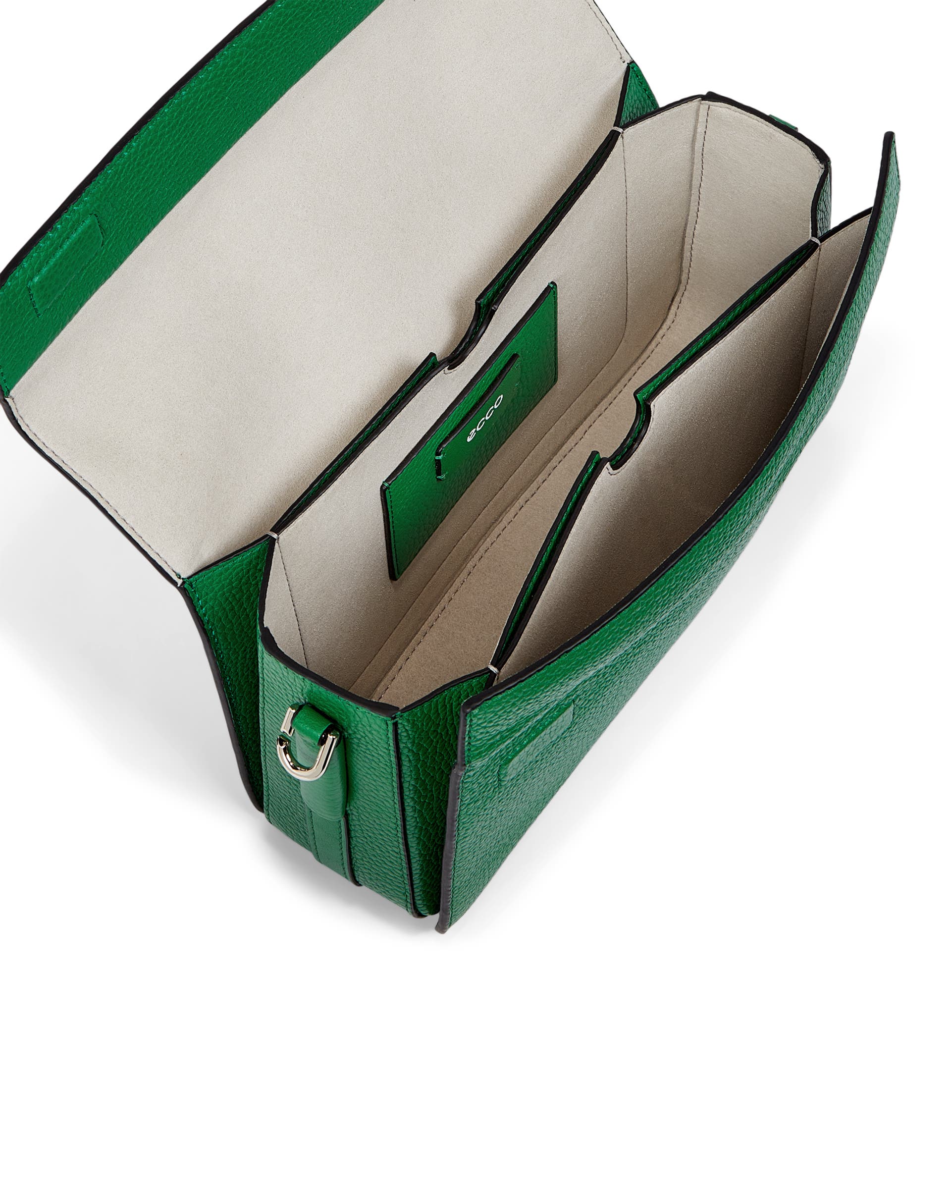 ECCO® Textureblock Leather Pinch Crossbody Bag - Green - Inside