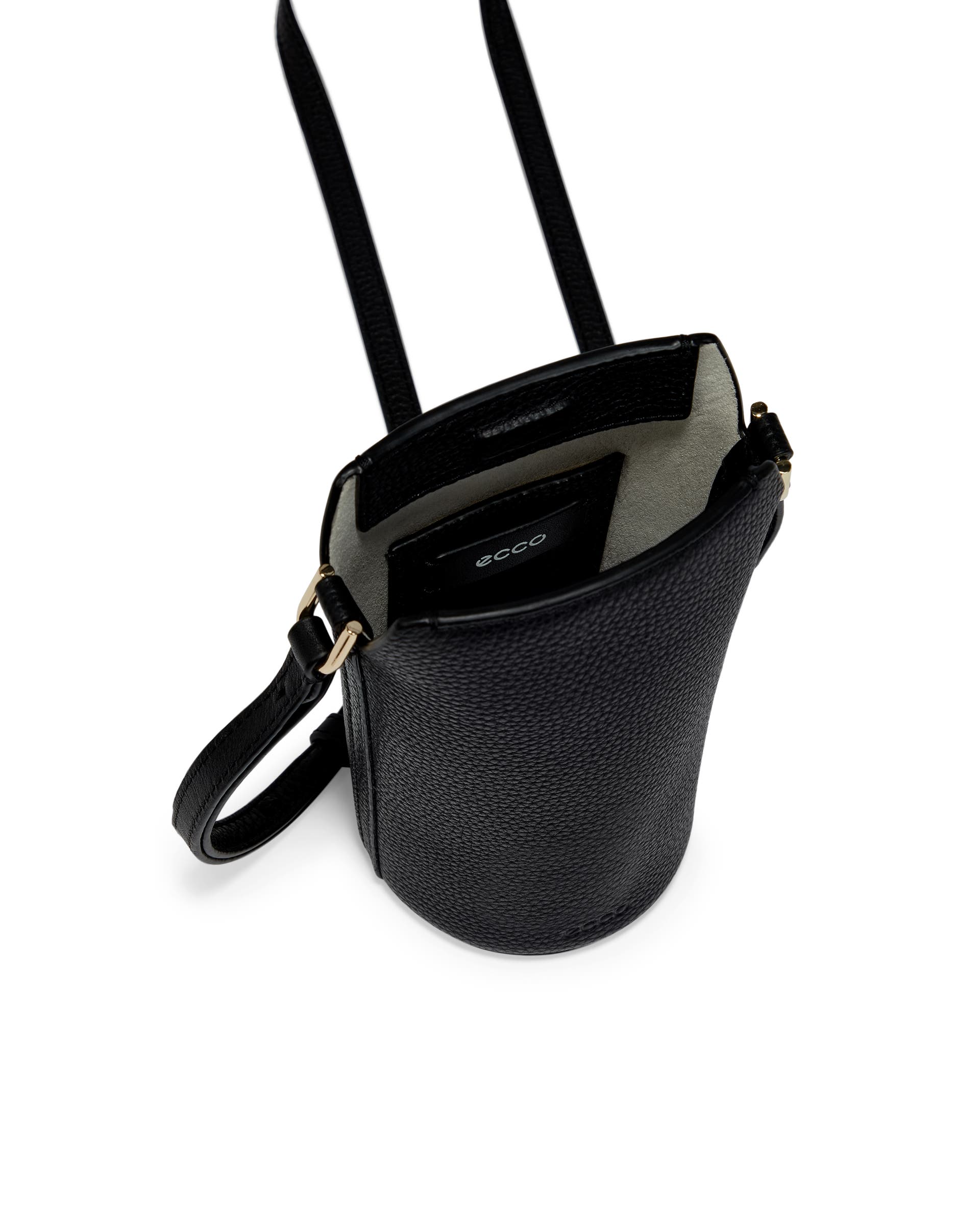 ECCO® Textureblock Pot Leather Crossbody Bag - Black - Inside