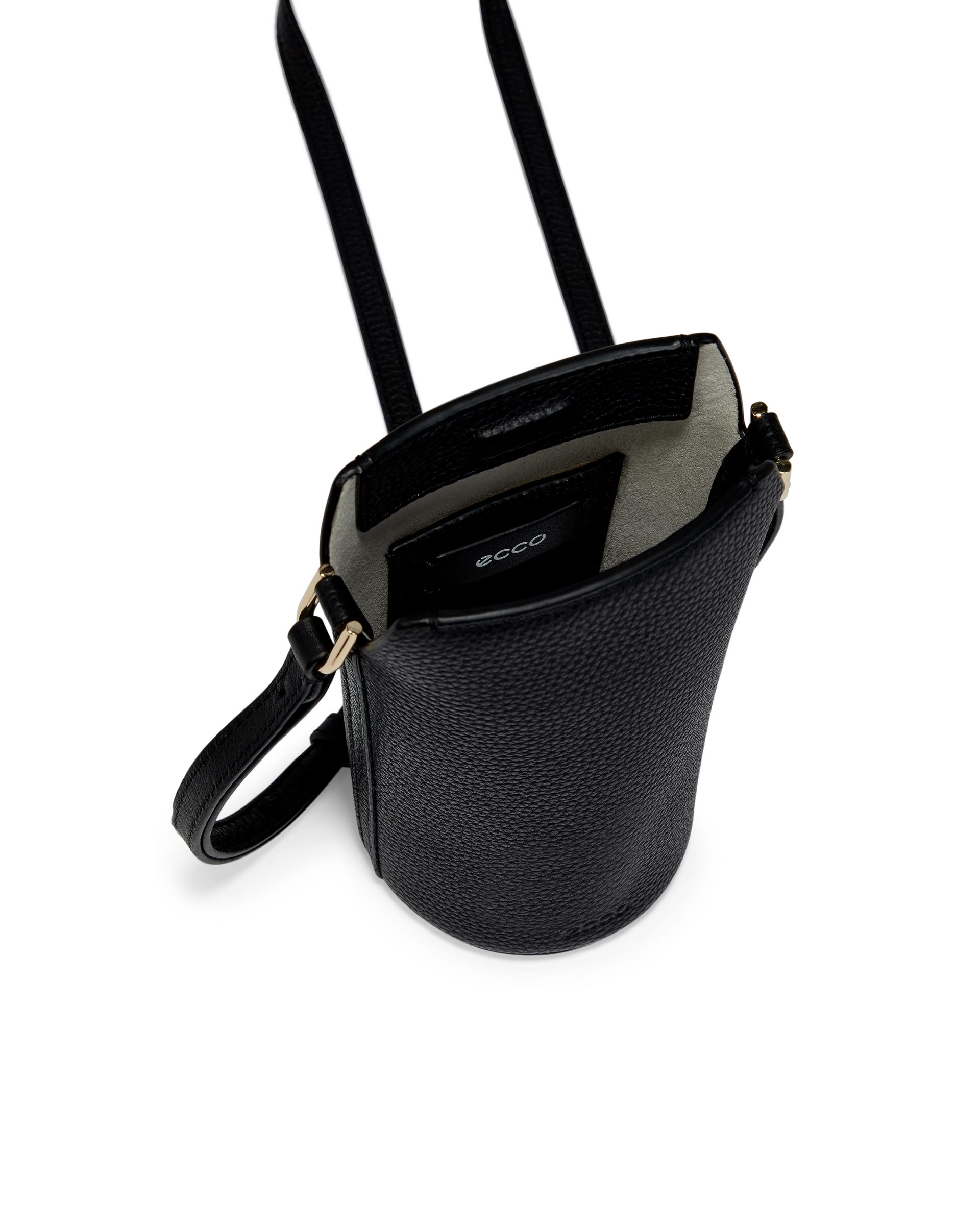 ECCO® Textureblock Pot Leather Crossbody Bag - Black - Inside