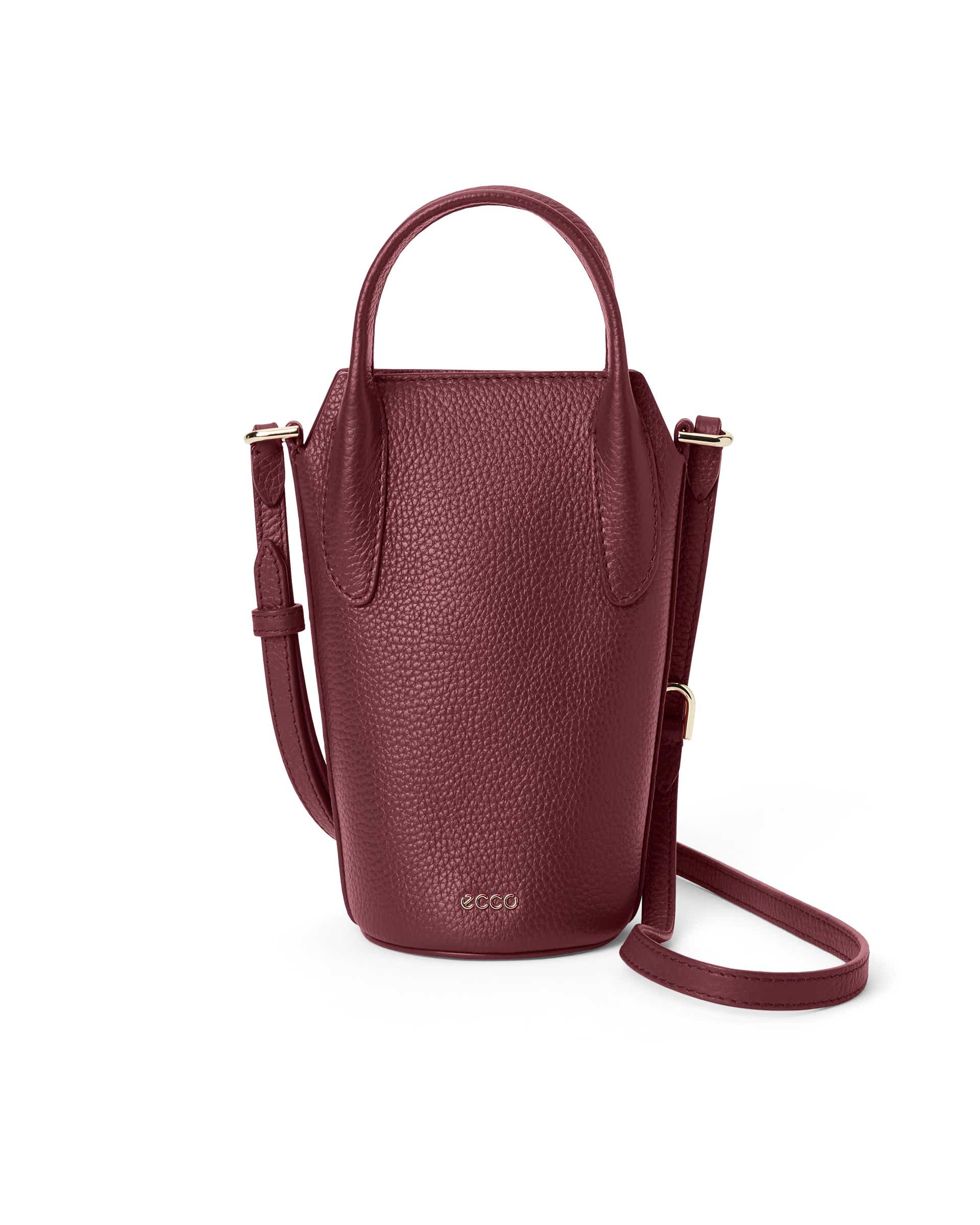 Women's ECCO® POT BAG Leather Bucket Bag - Red - Main