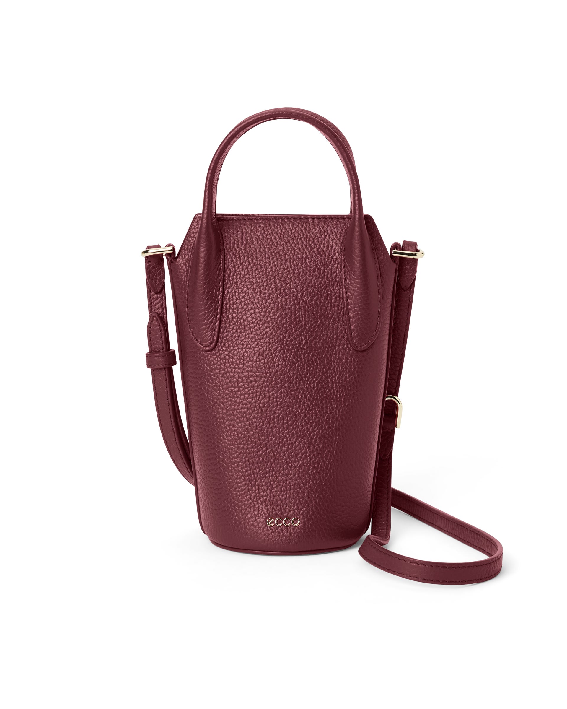 Women's ECCO® POT BAG Leather Bucket Bag - Red - Main
