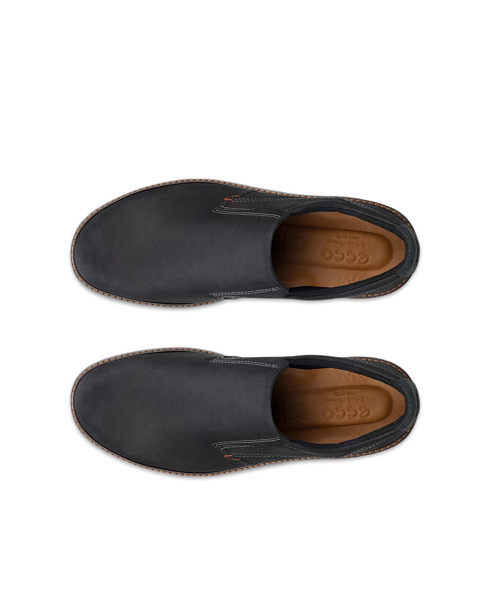 Men's ECCO® Turn Leather Gore-Tex Slip-On - Black - Top left pair
