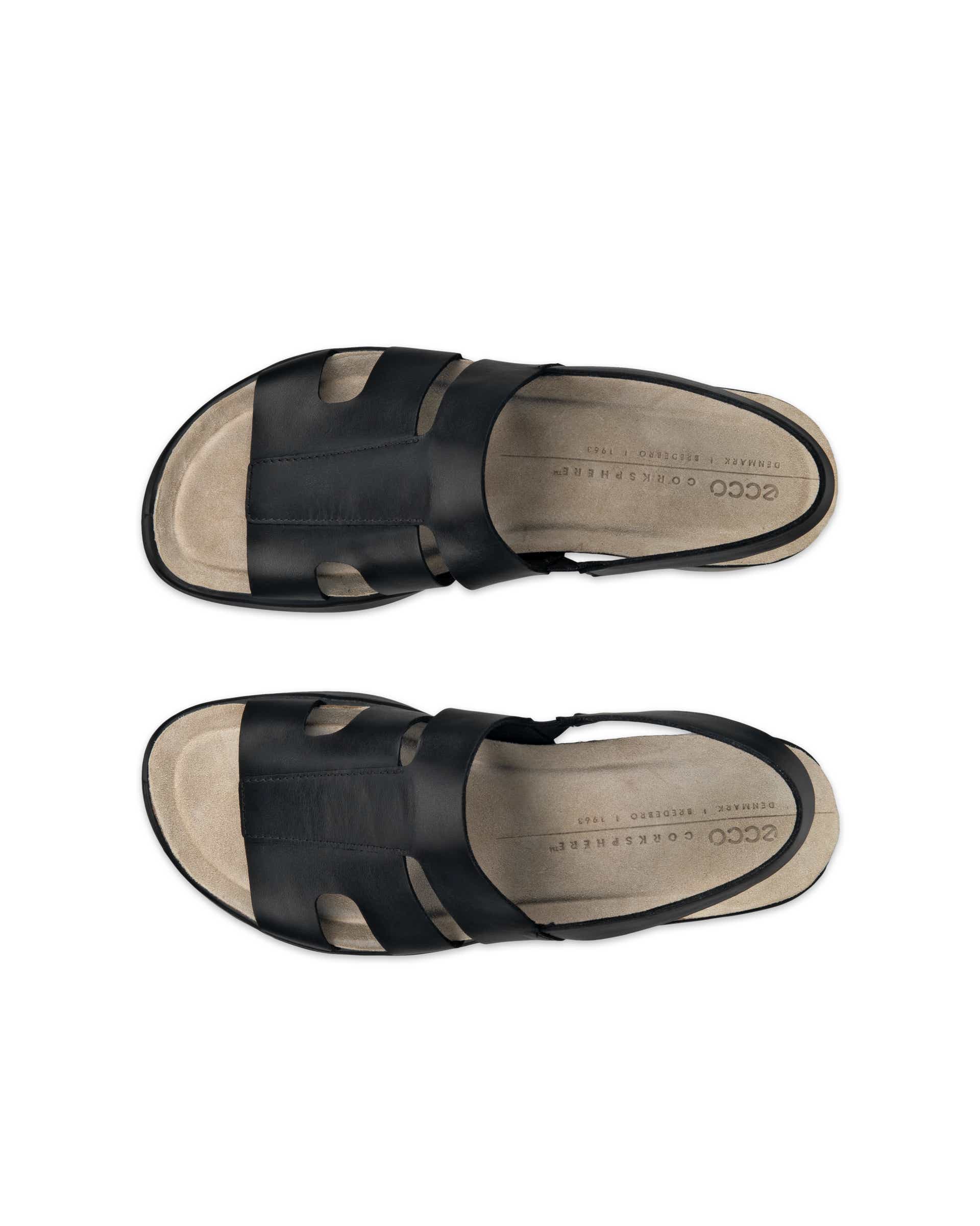 Dámské kožené sandály na korkovém klínku ECCO® Flowt Wedge Cork - Černá - Top left pair
