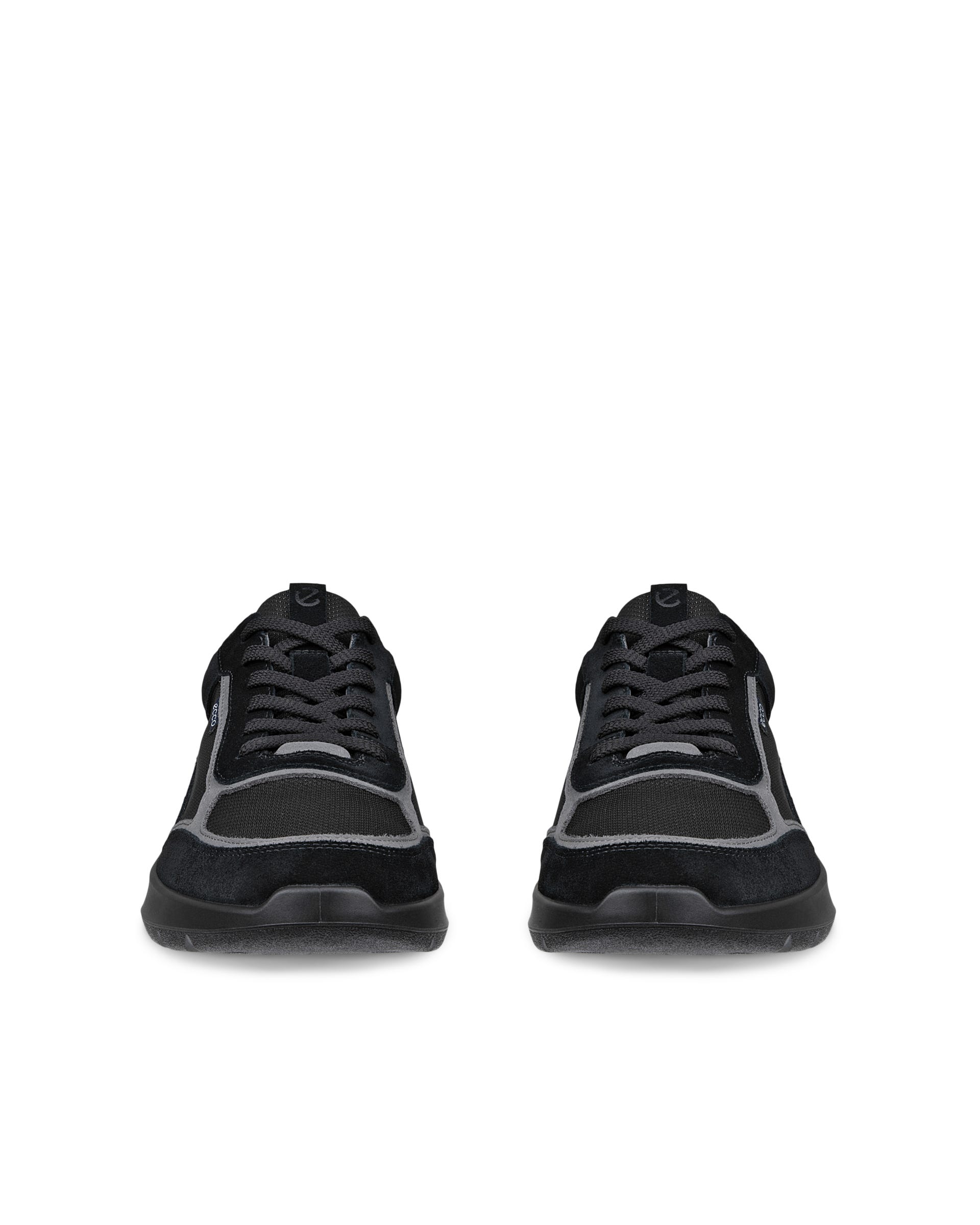 Men's ECCO® CITY STRIDE Leather Sneaker - Black - Front pair