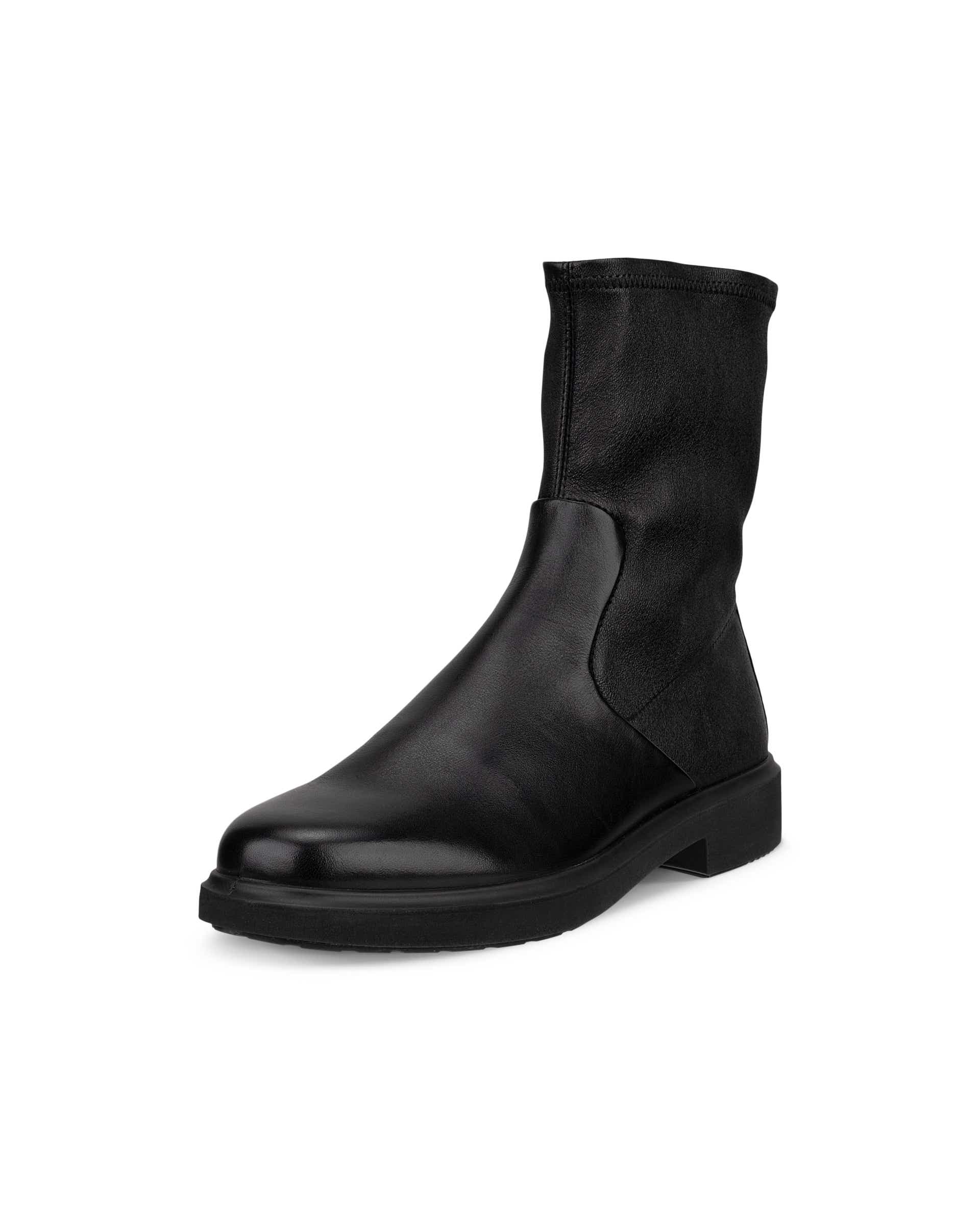 Women's ECCO® Metropole Amsterdam Leather Mid-Cut Boot - Black - Main
