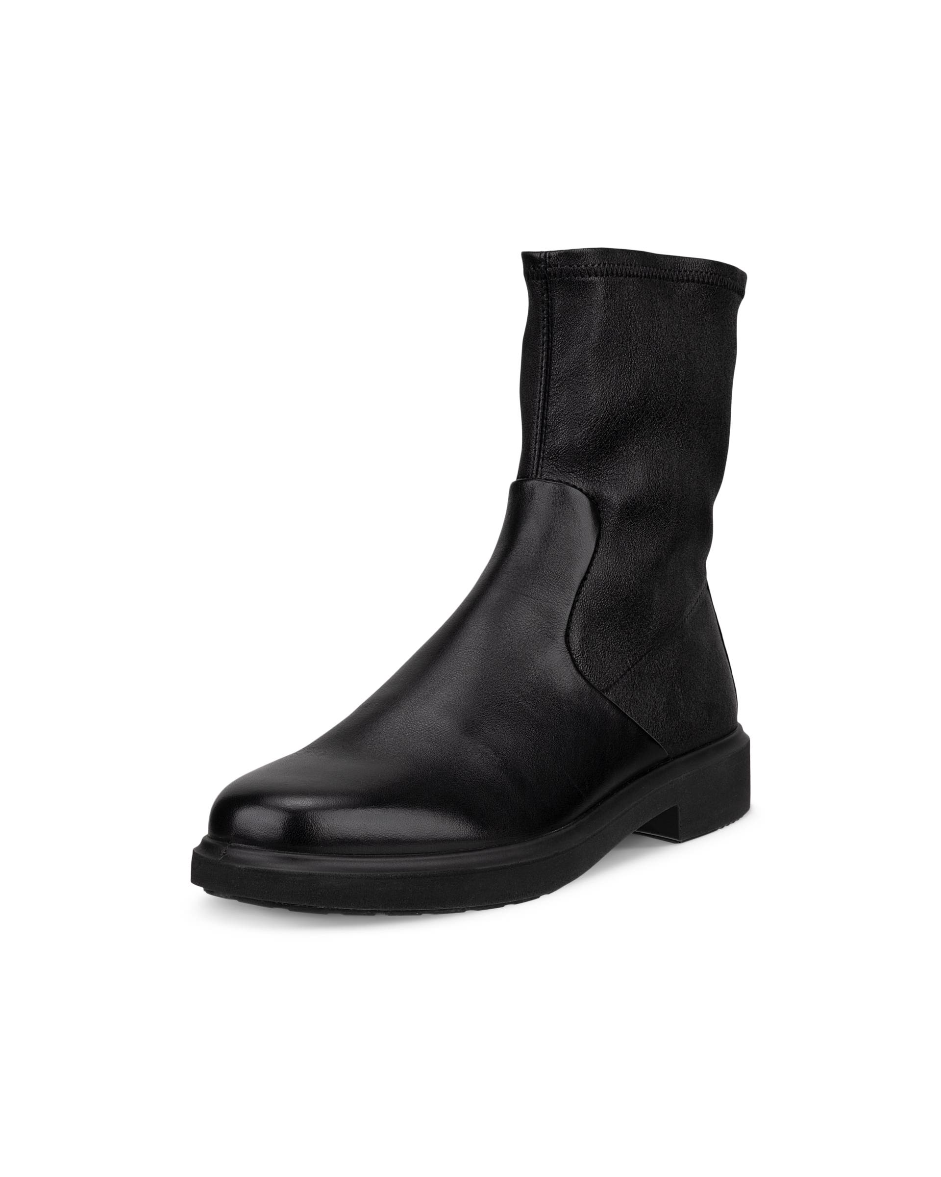 Women's ECCO® Metropole Amsterdam Leather Mid-Cut Boot - Black - Main