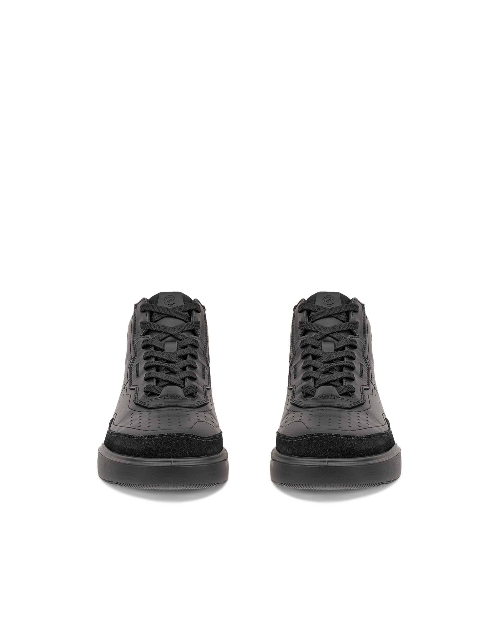 Damskie skórzane wysokie sneakersy ECCO® STREET COURT - Czarny - Front pair