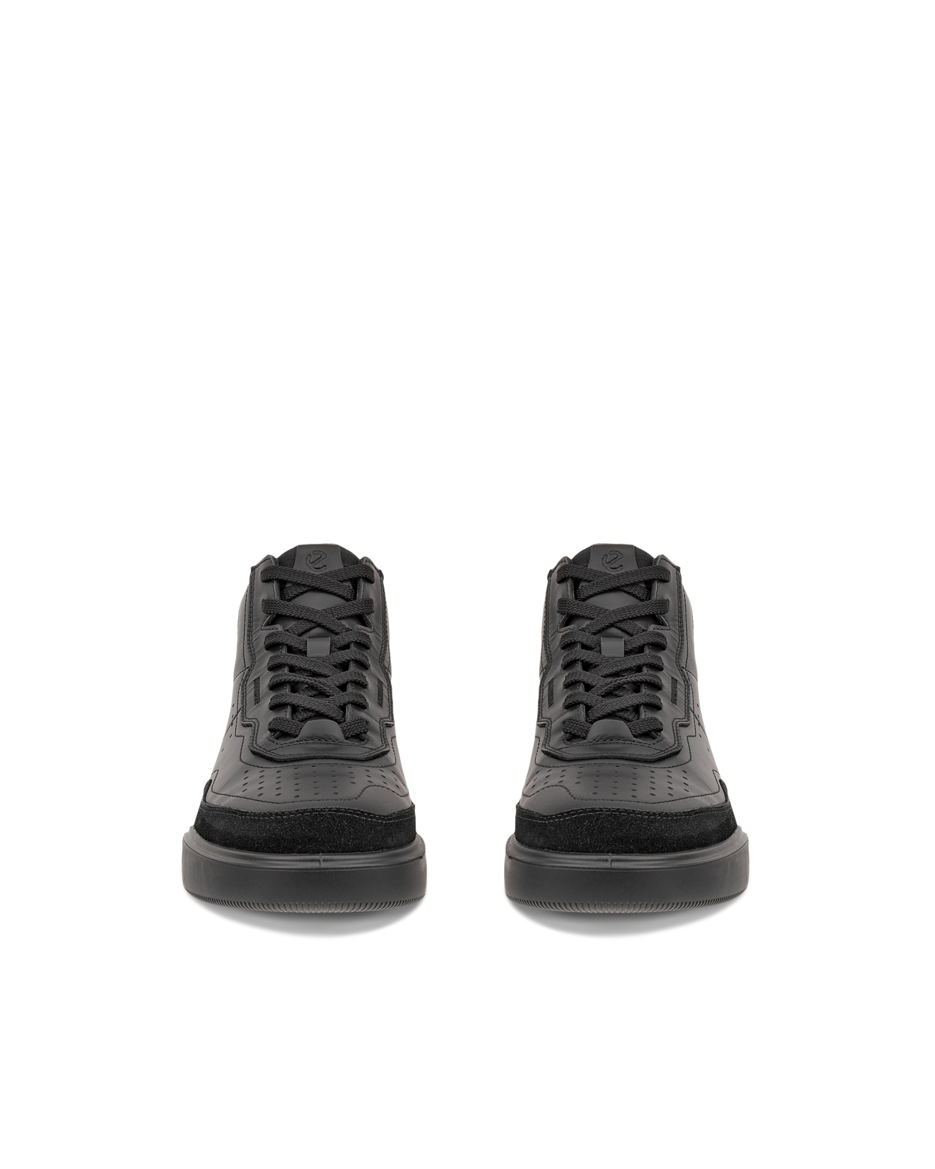 ECCO® STREET COURT dames hoge sneaker in leer - Zwart - Front pair