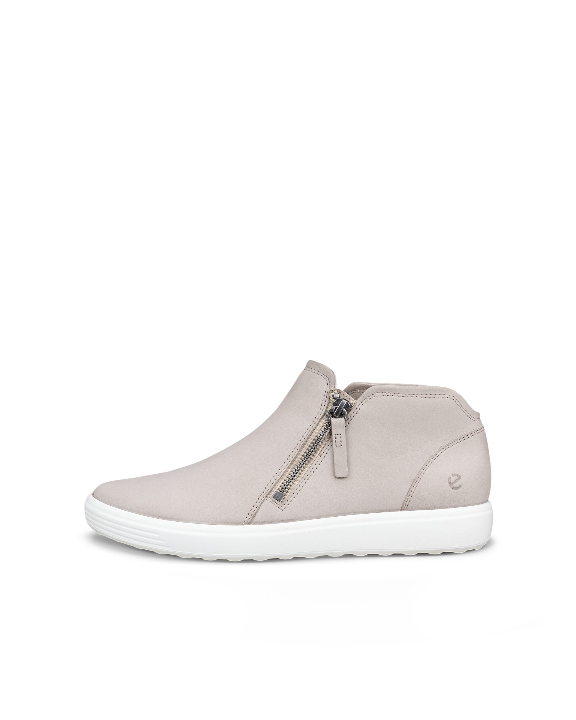 Women's ECCO® Soft 7 Nubuck Zip Bootie - Beige - Outside