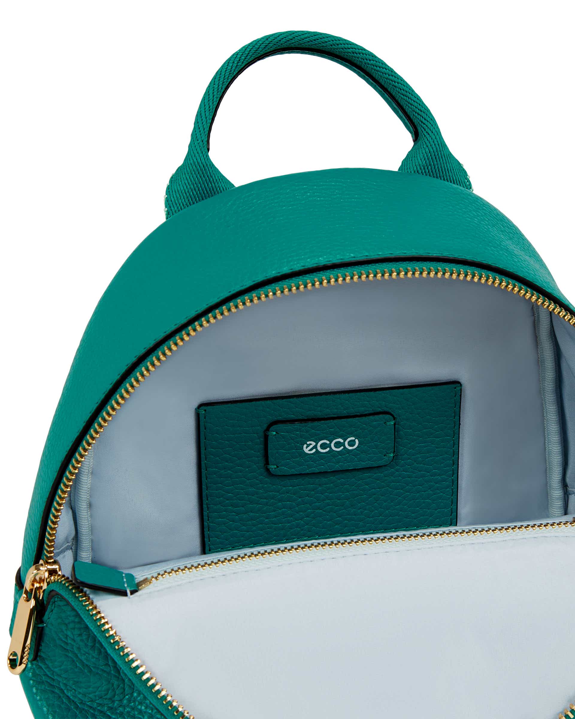 ECCO Round Pack Small Pebbled レザーバックパック - グリーン - Inside