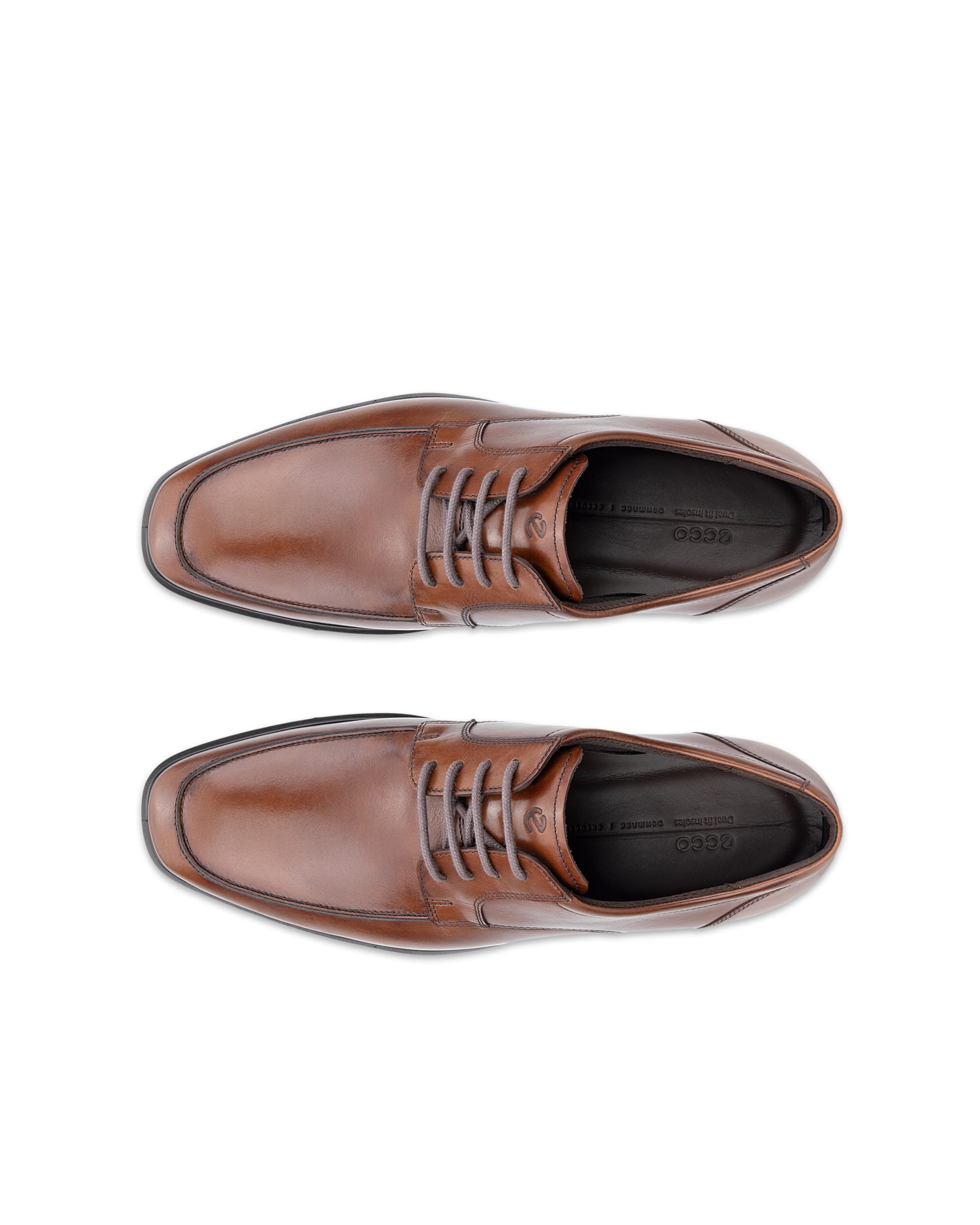 Men's ECCO® METROPOLE MILAN Leather Apron Derby Shoe - Brown - Top left pair