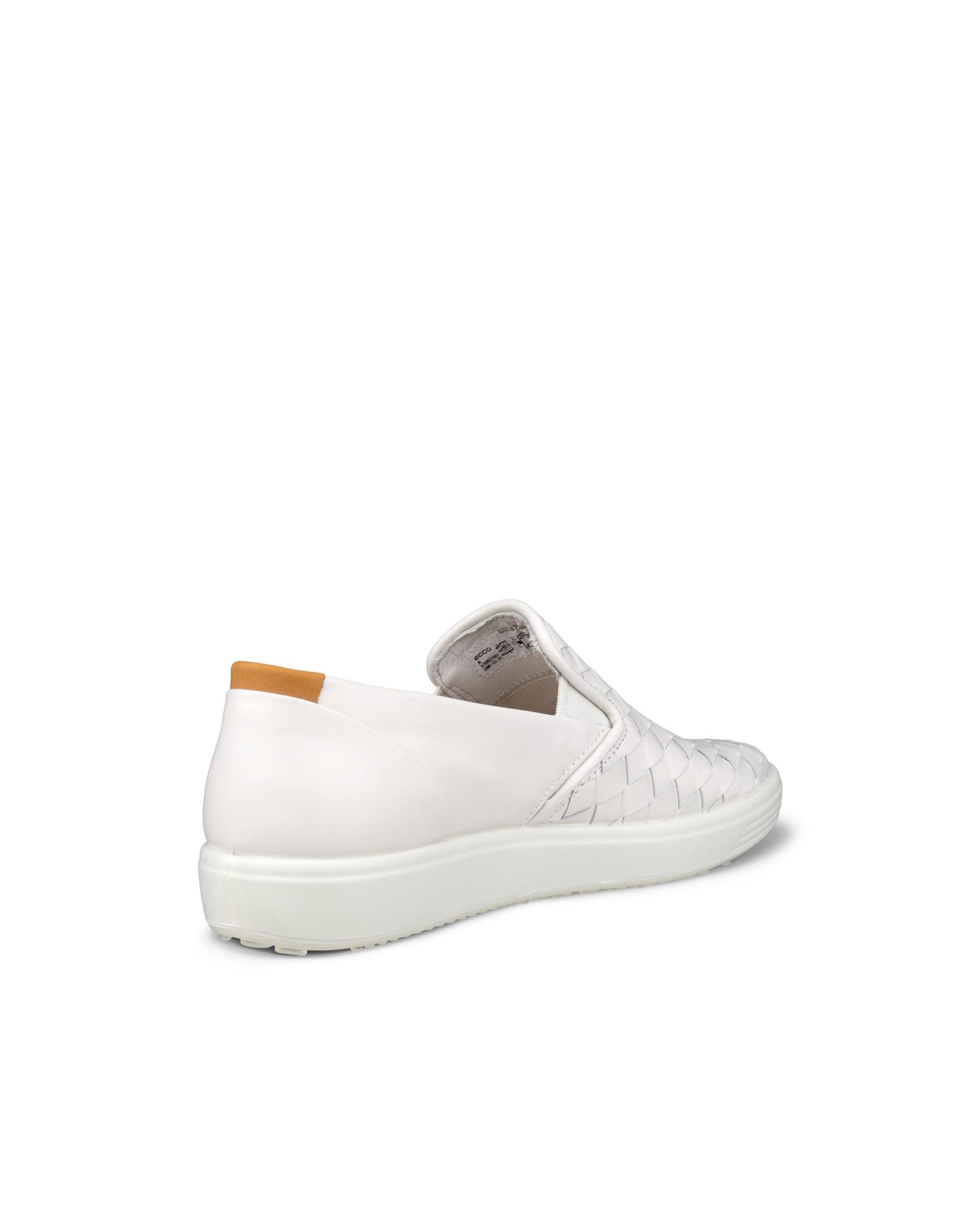Women's ECCO® Soft 7 Woven Leather Slip-On - White - Back