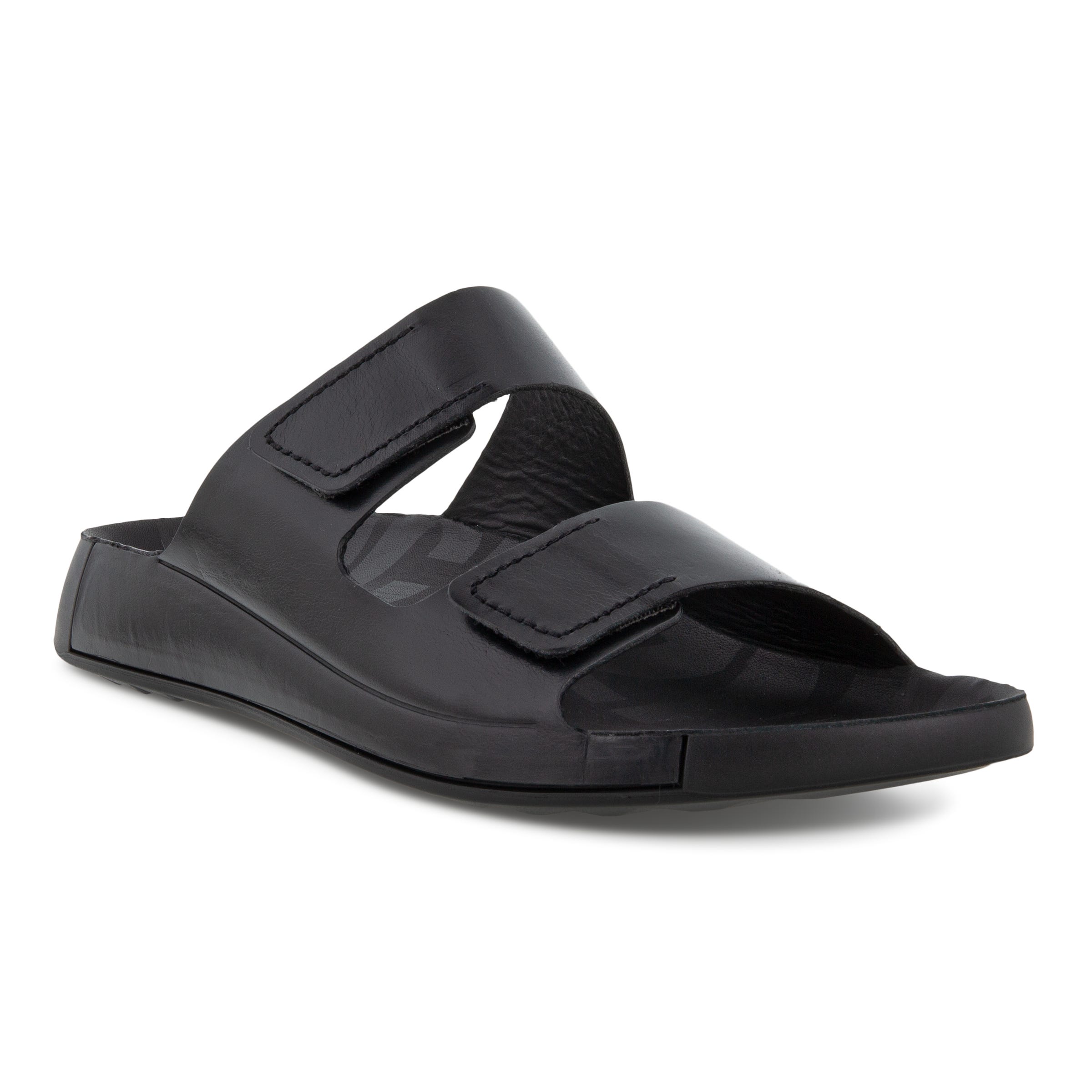 Men's ECCO® Cozmo Leather Buckle Two Strap Sandal  - Black - Main