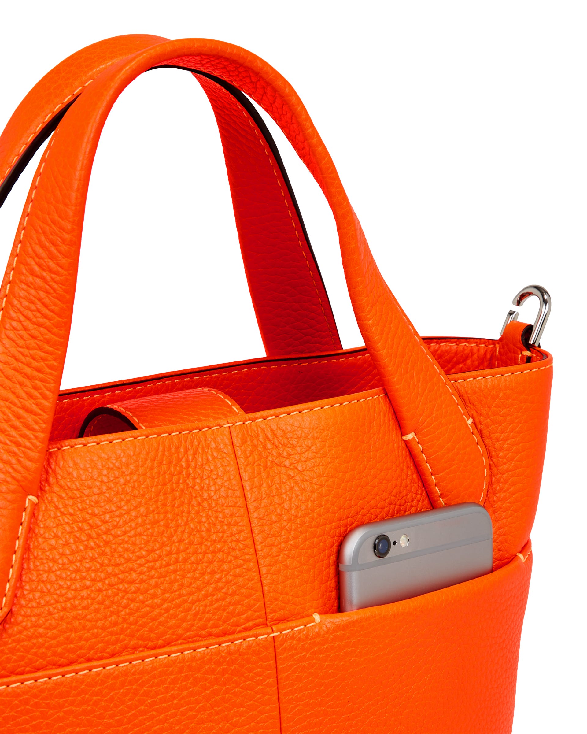 ECCO Tote Pebbled レザートートバッグ | オレンジ ECCO Tote Pebbled レザートートバッグ | オレンジ