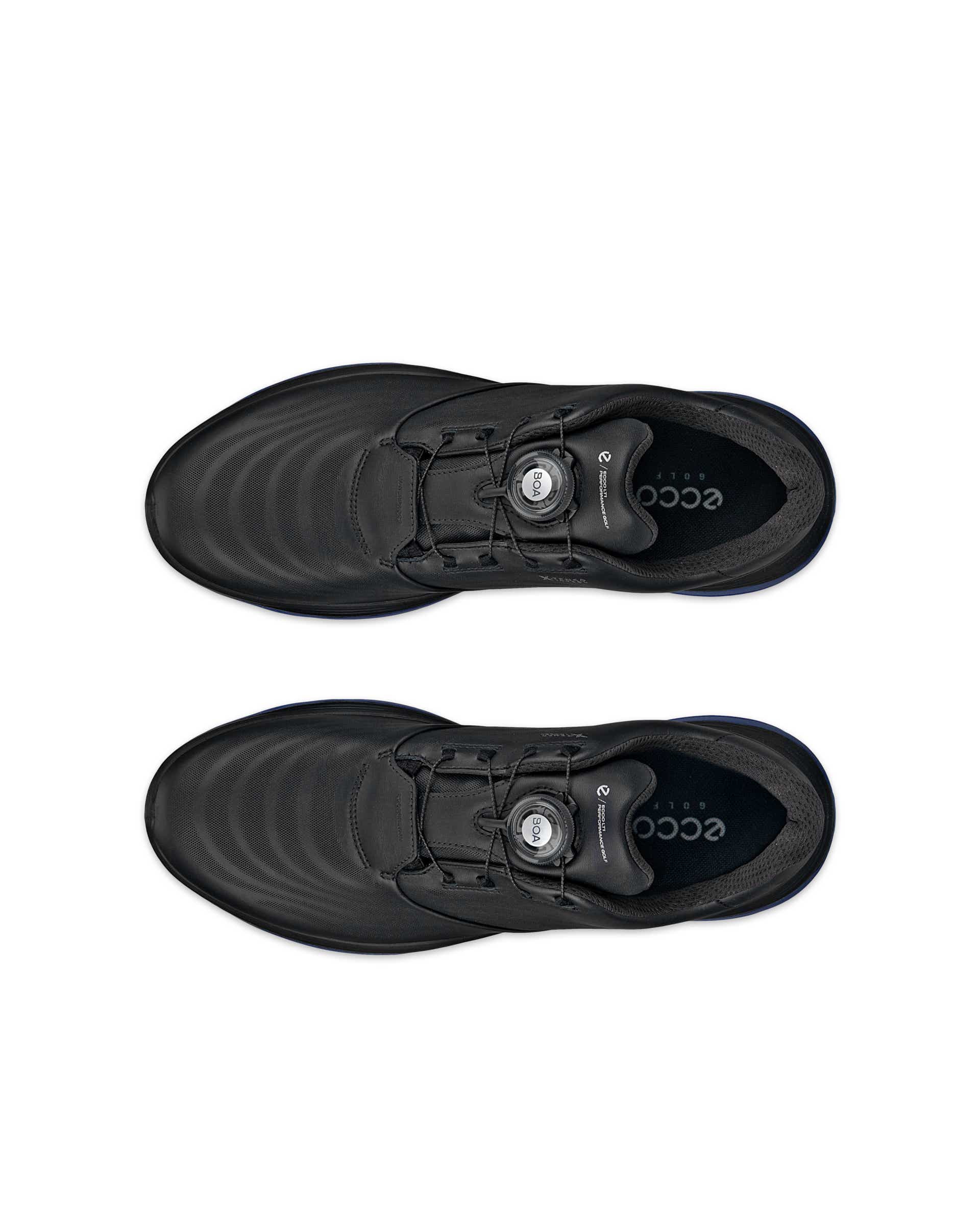 Men's ECCO® Golf LT1 Leather Waterproof Shoe - Black - Top left pair
