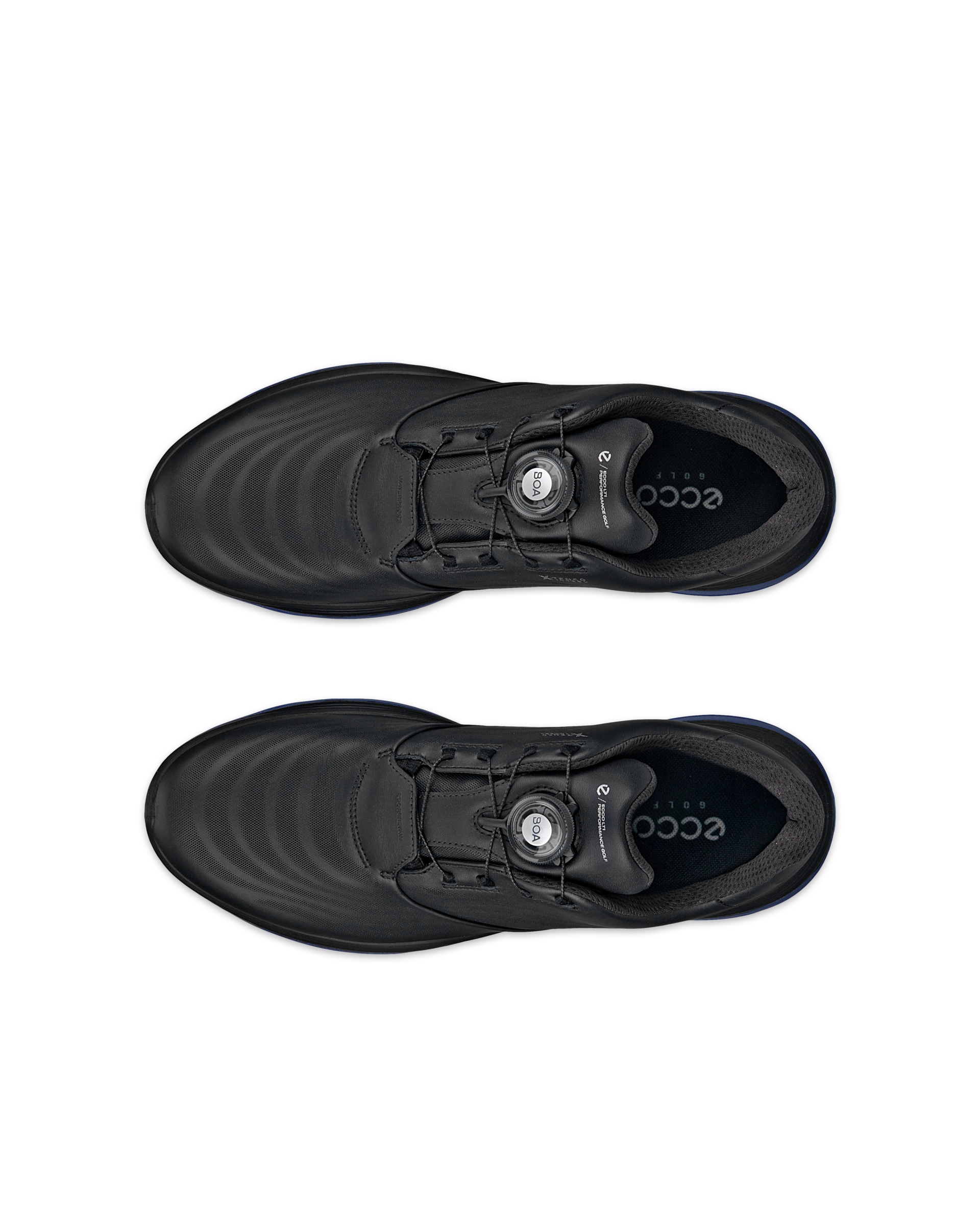 Men's ECCO® Golf LT1 Leather Waterproof Shoe - Black - Top left pair