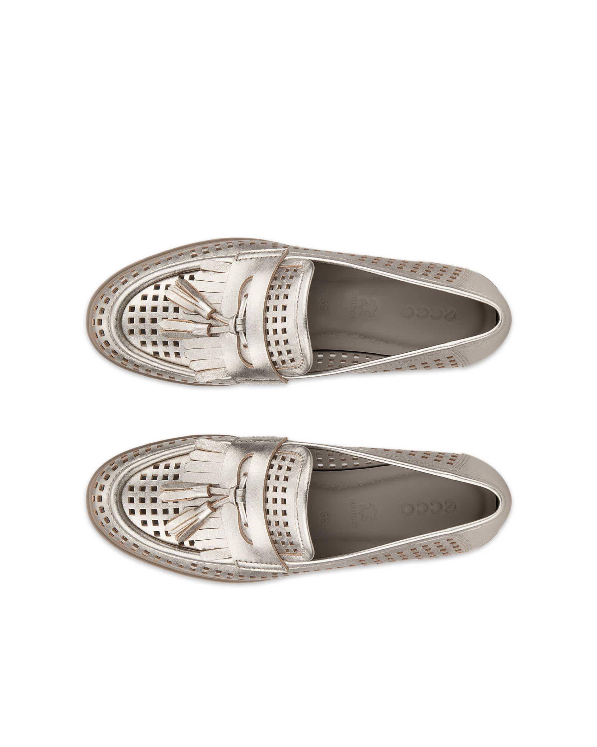 Women's ECCO® Dress Classic 15 Leather Loafer - Gold - Top left pair