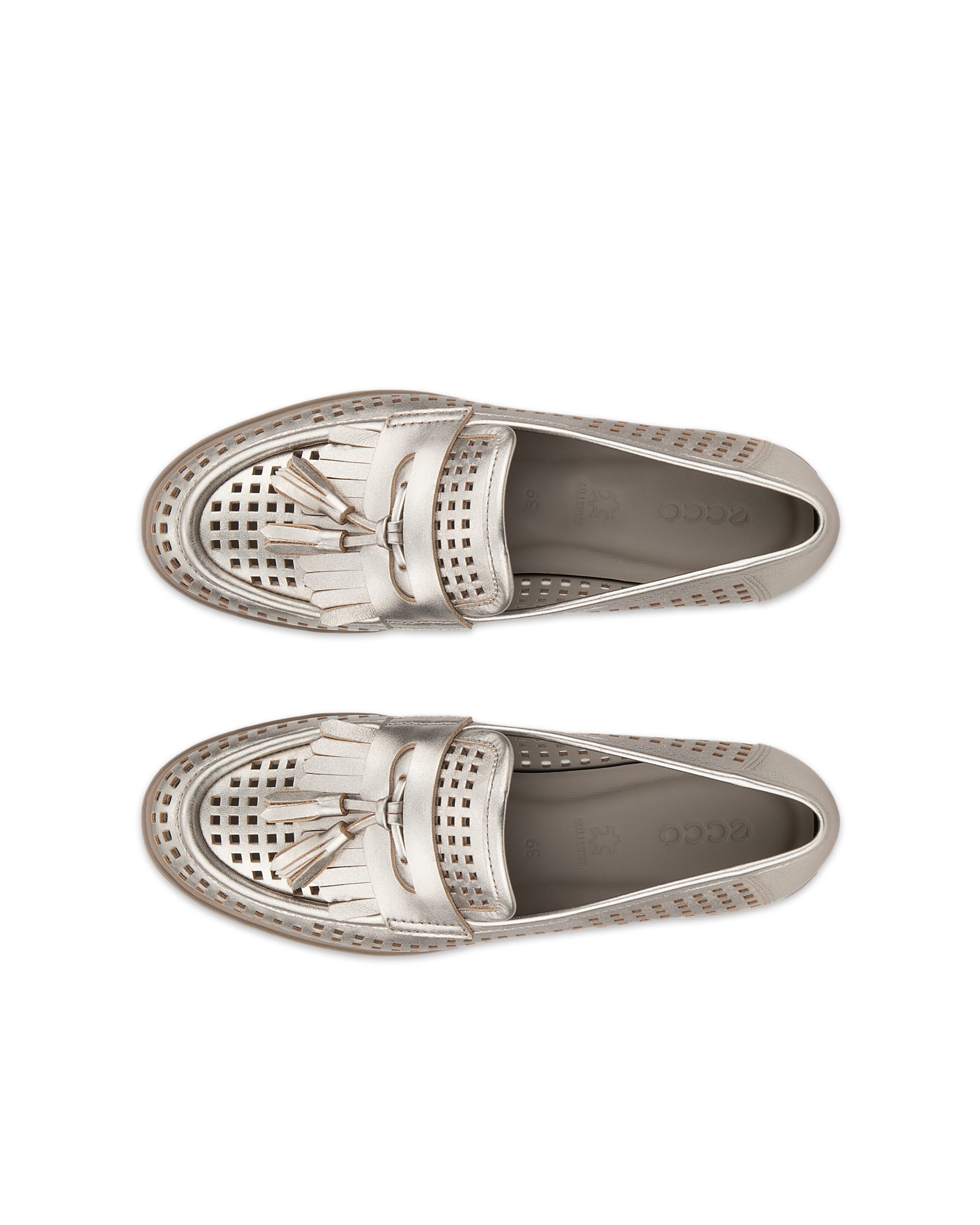 Women's ECCO® Dress Classic 15 Leather Loafer - Gold - Top left pair