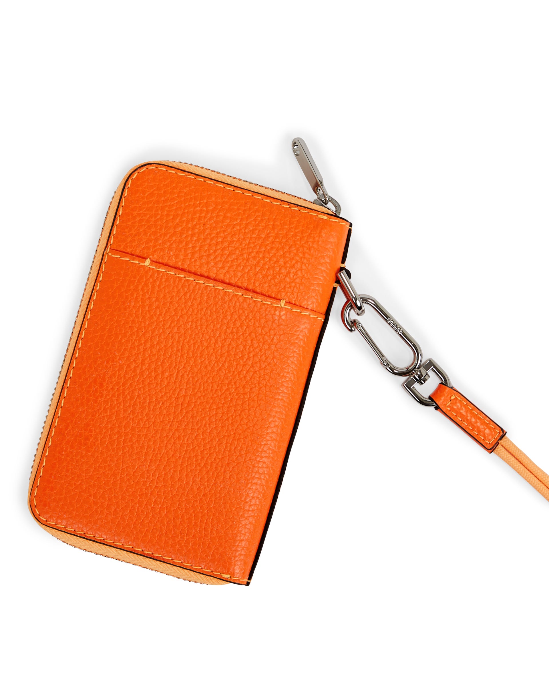 ECCO® Wallet Zip Around Pebbled Leather Pouch Wallet - Orange - Back