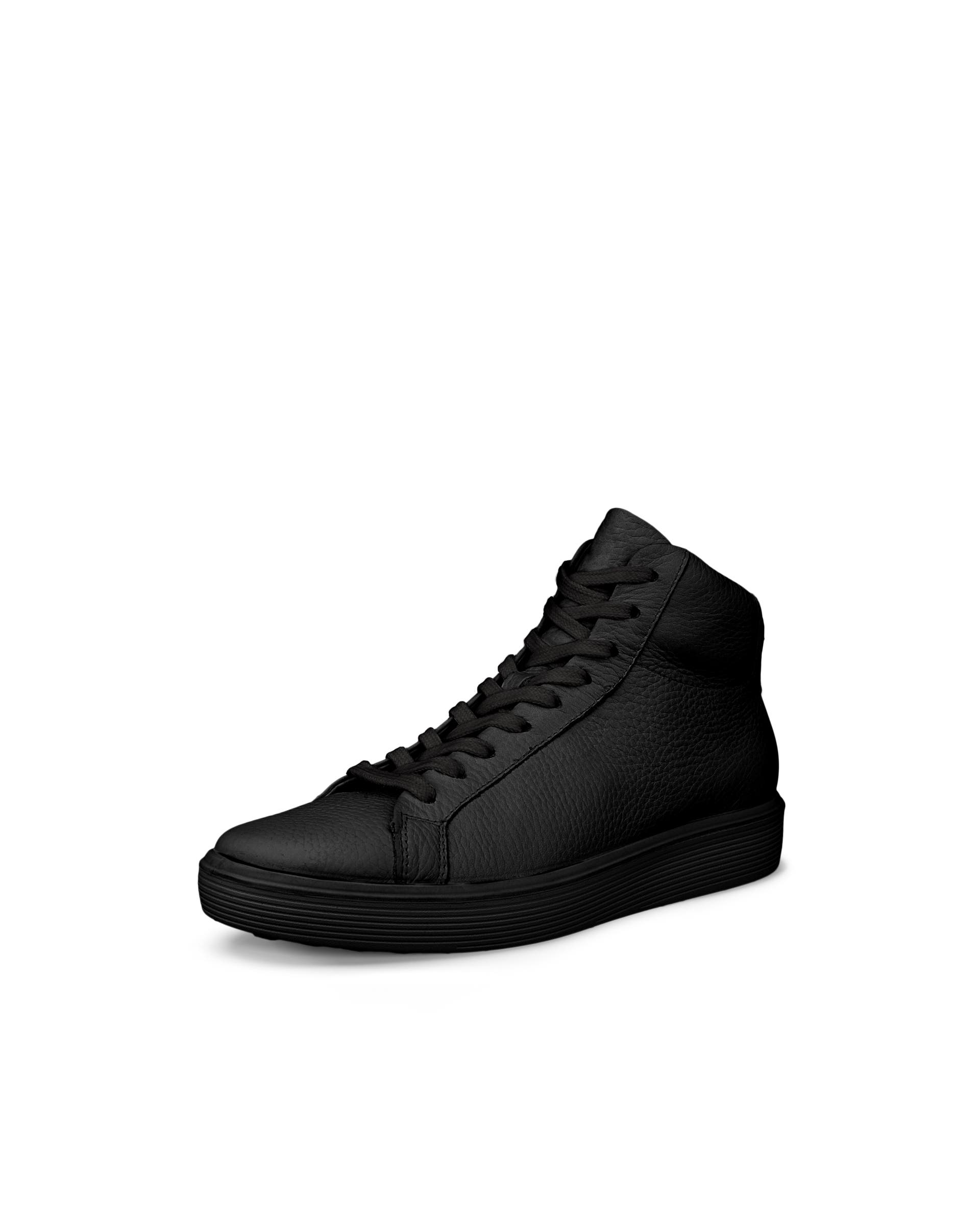 Women's ECCO® Soft 60 Leather High-Top Sneaker - Black - Main