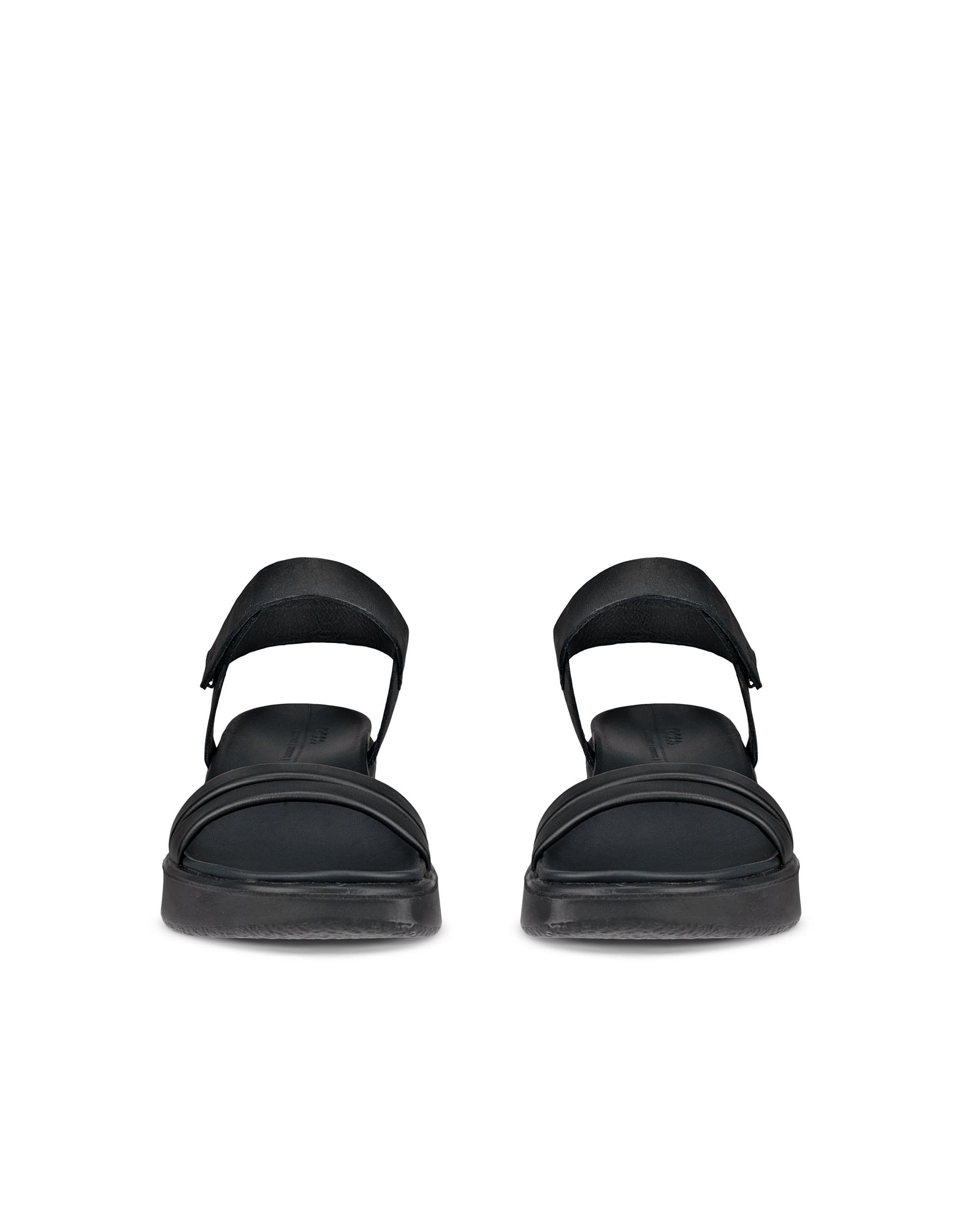 Women's ECCO® Flowt Wedge LX Leather Sandal - Black - Front pair