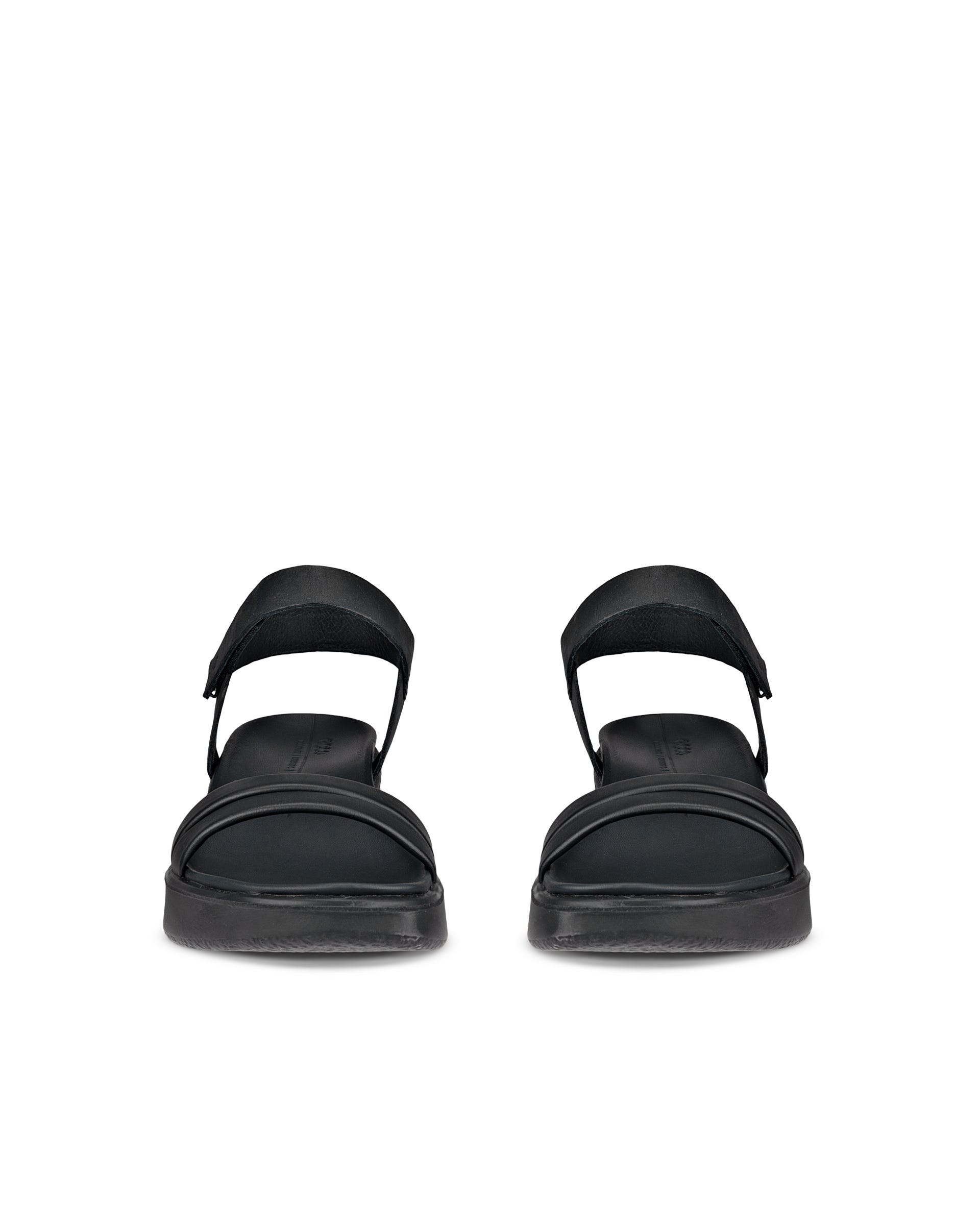 Women's ECCO® Flowt Wedge LX Leather Sandal - Black - Front pair