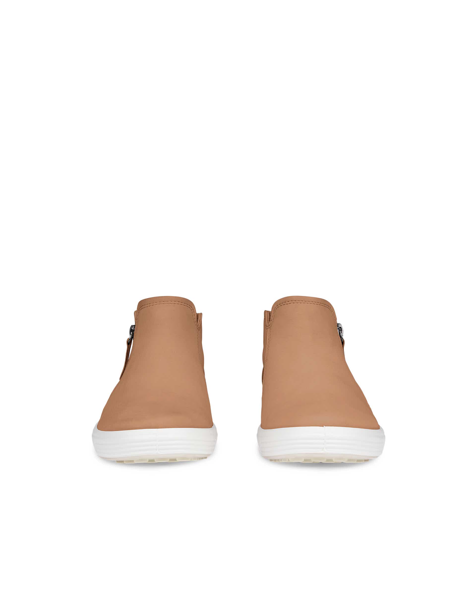 Women's ECCO® Soft 7 Nubuck Zip Bootie - Brown - Front pair