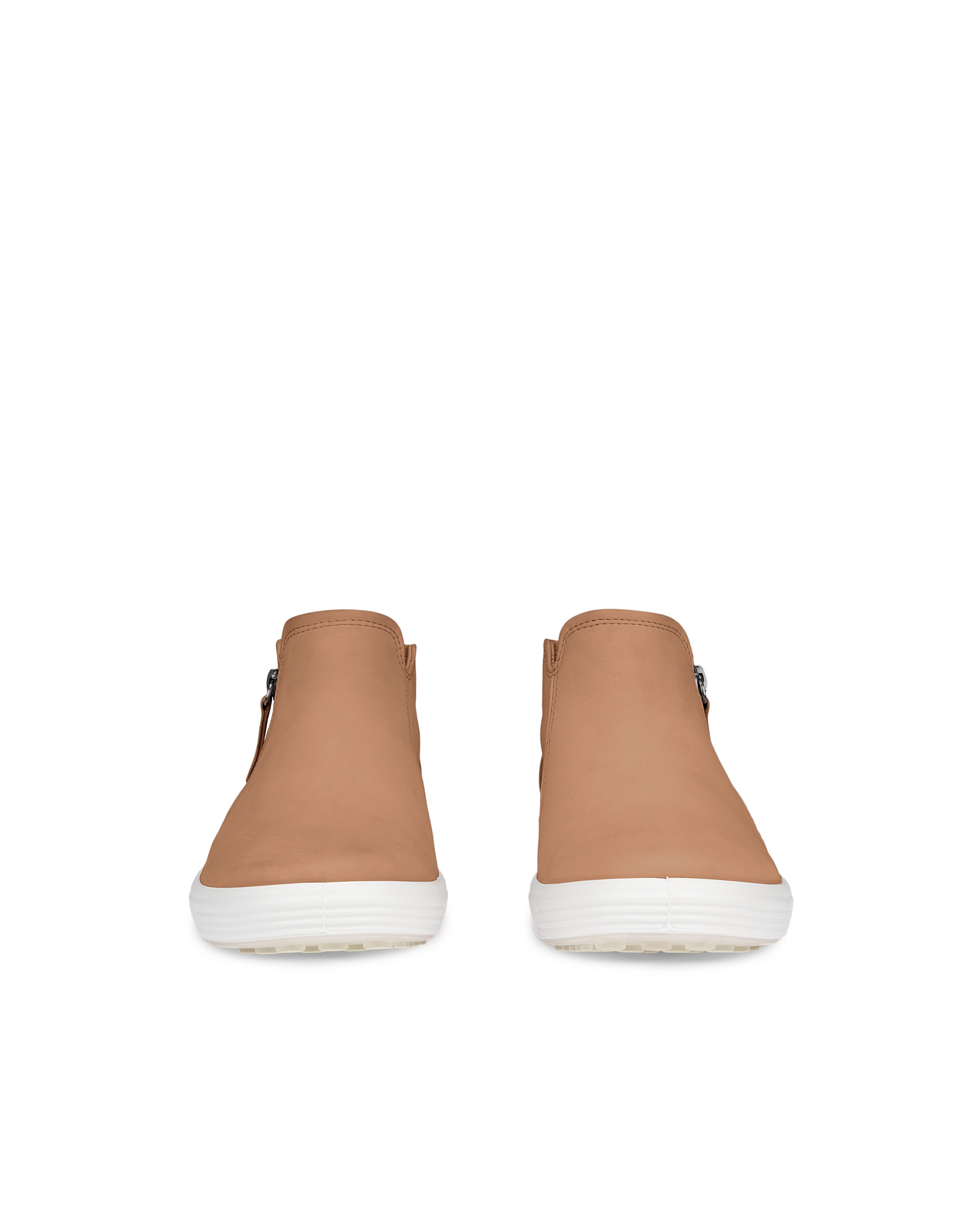 Women's ECCO® Soft 7 Nubuck Zip Bootie - Brown - Front pair