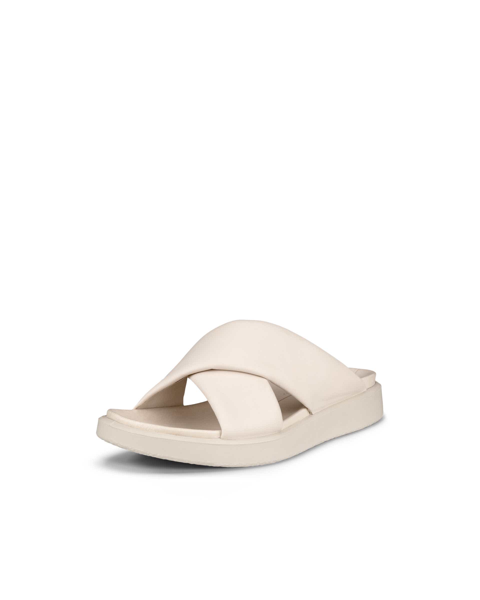 Women's ECCO® Flowt LX Leather Cross-Strap Slider - Beige - Main