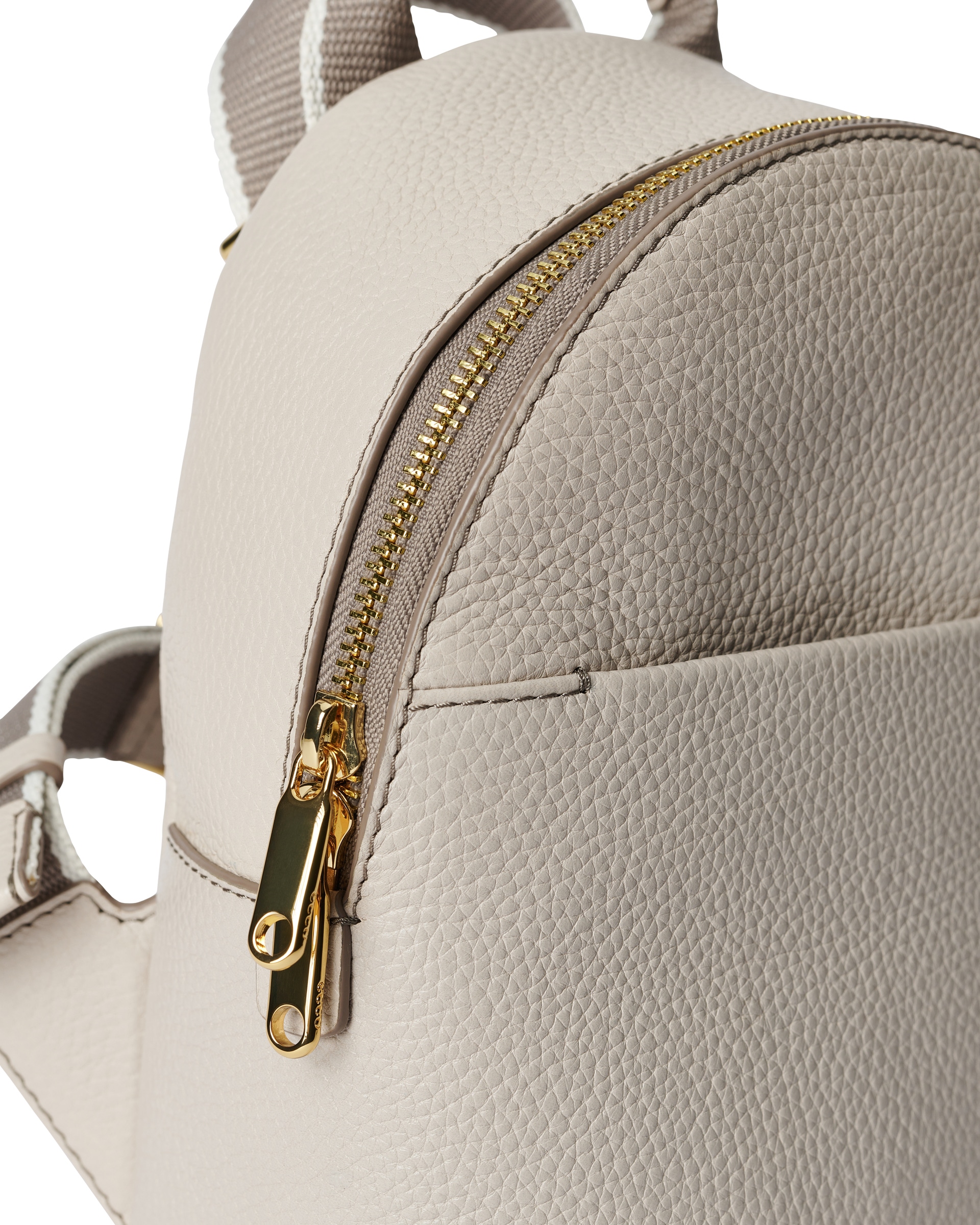 ECCOยฎ Round Pack Pebbled Leather Backpack - Beige - Detail-1