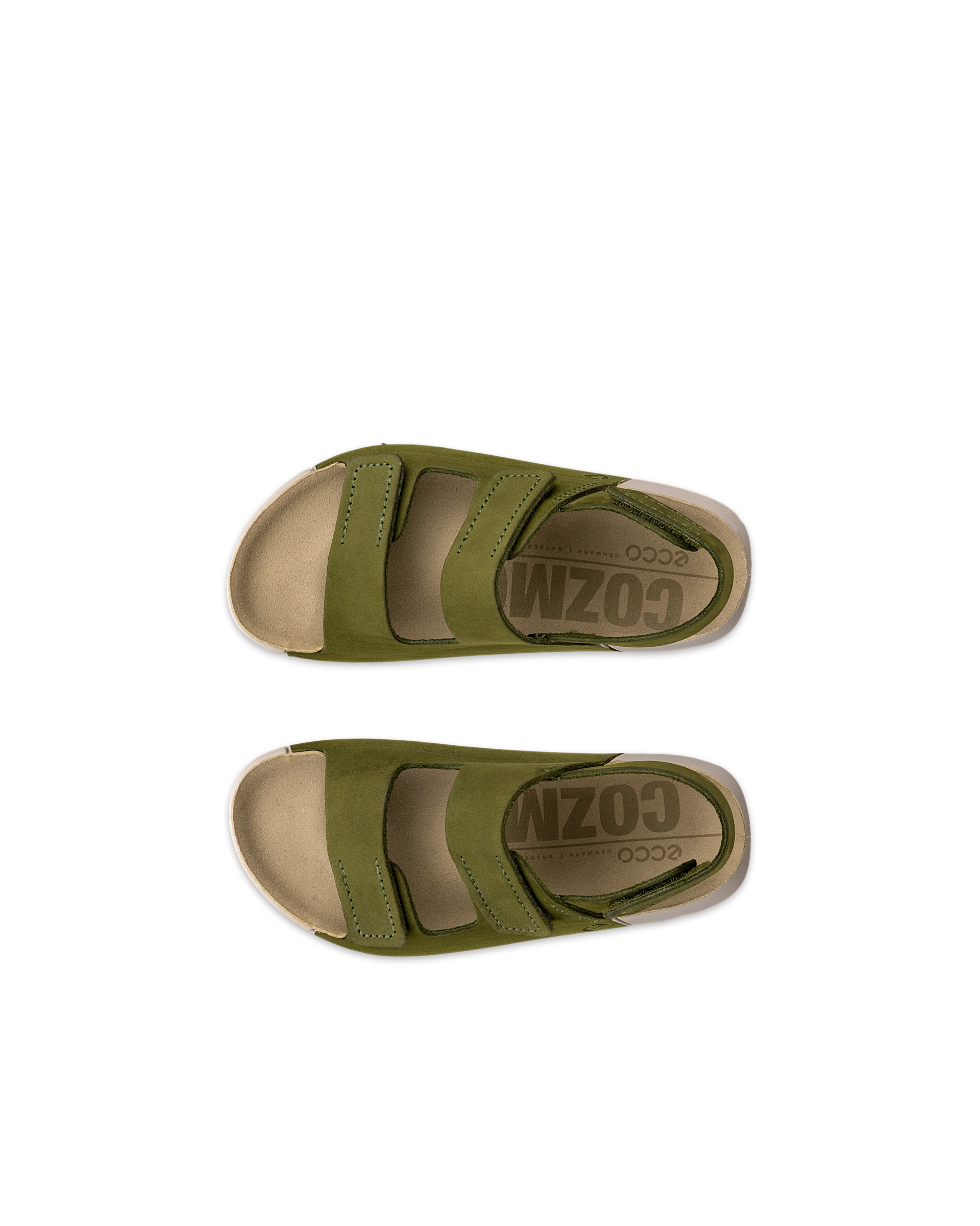 Sandalette en cuir à trois brides ECCO® Cozmo pour enfants - Vert - Top left pair
